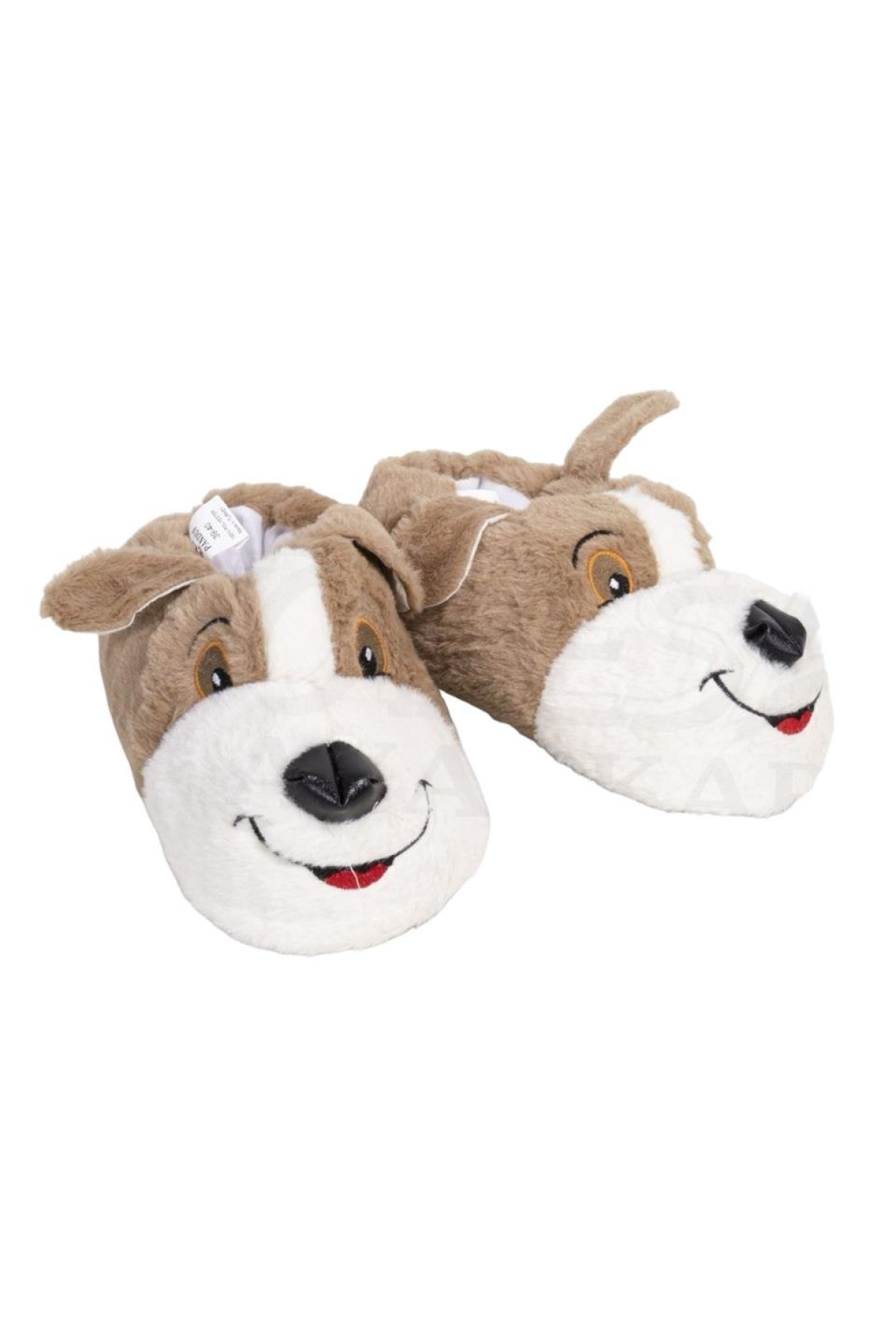 Unisex Sevimli Köpek Figürlü Kaymaz ve Ses Yapmaz Taban Ev Panduf VİZON - Görsel 4