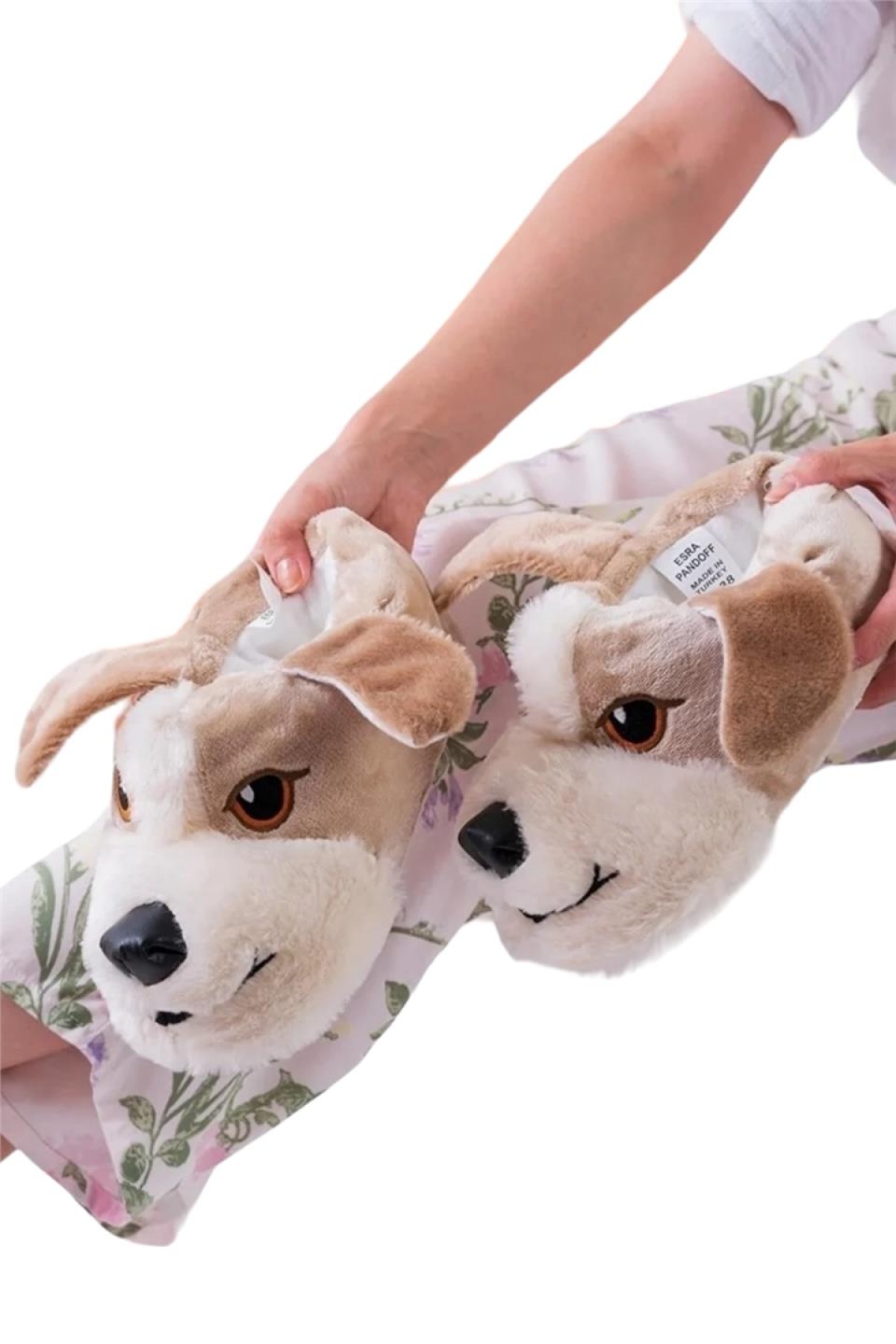 Unisex Sevimli Köpek Figürlü Kaymaz ve Ses Yapmaz Taban Ev Panduf VİZON - Görsel 5