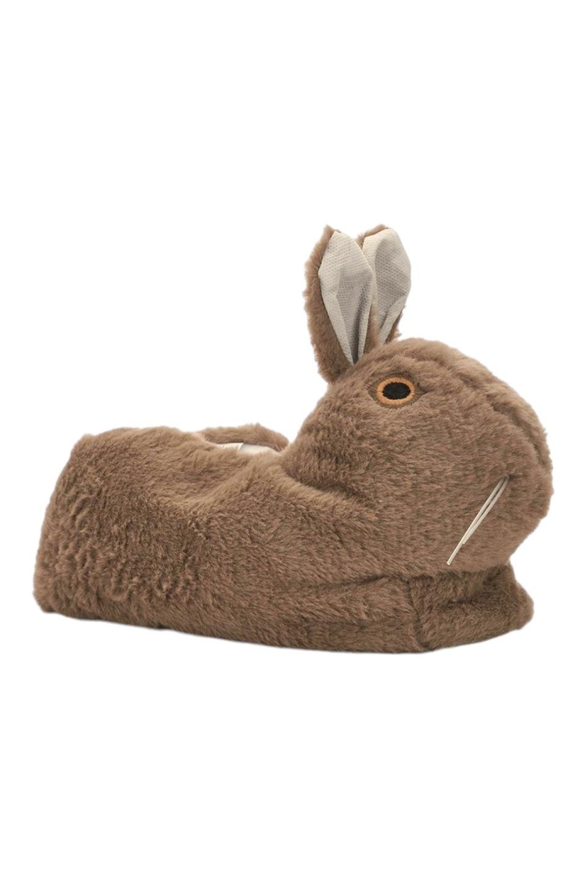 Peluş Tavşan Figürlü Kaymaz ve Ses Yapmaz Ev Panduf KAHVERENGİ - Görsel 6