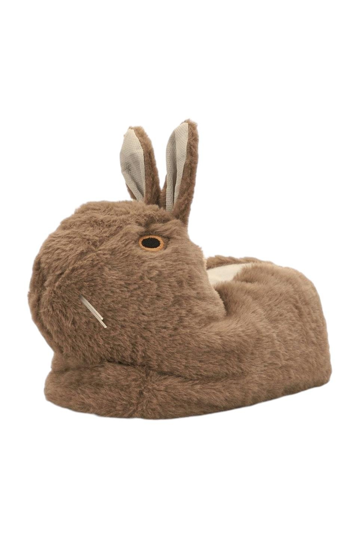 Peluş Tavşan Figürlü Kaymaz ve Ses Yapmaz Ev Panduf KAHVERENGİ - Görsel 7