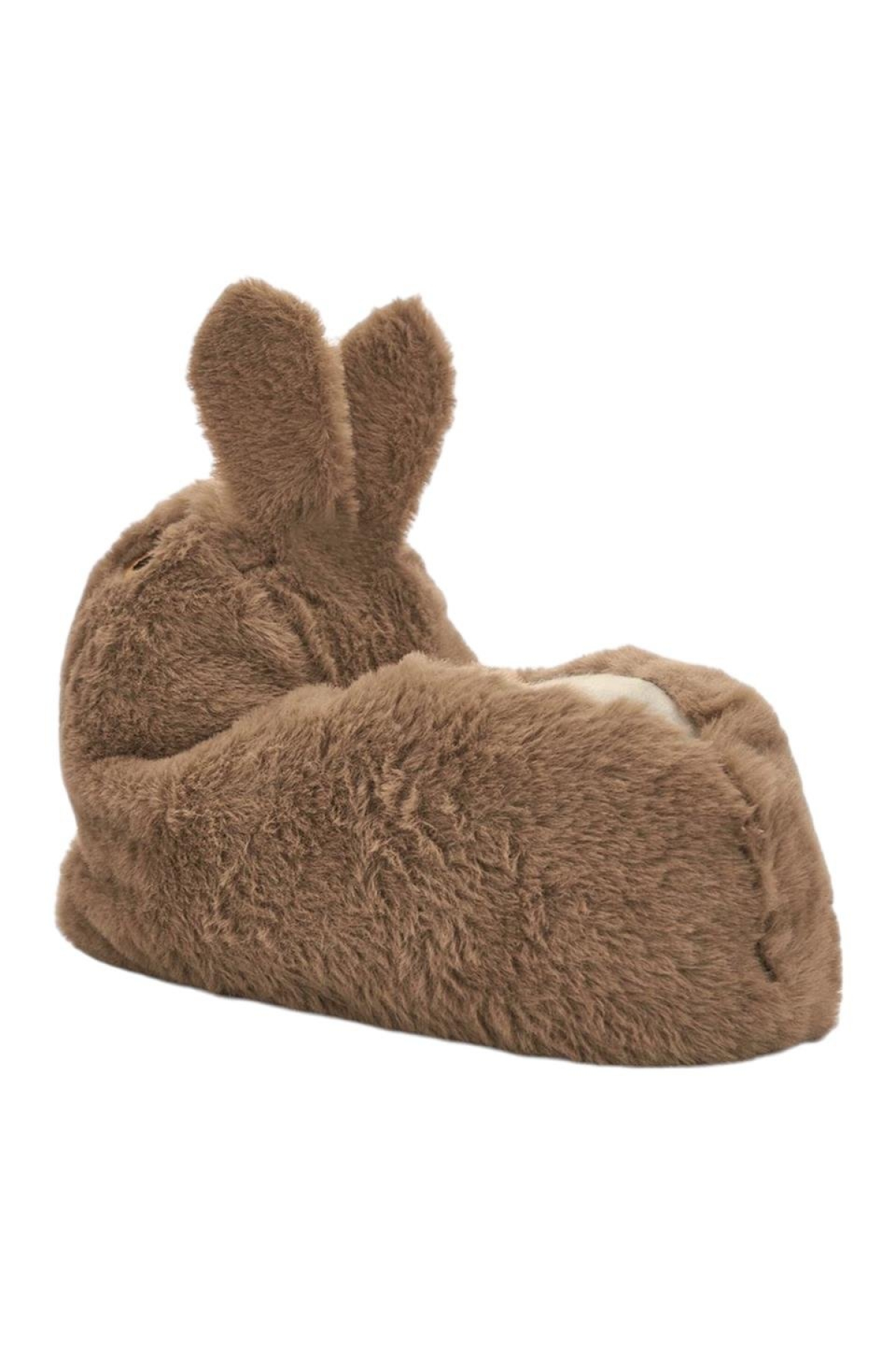 Peluş Tavşan Figürlü Kaymaz ve Ses Yapmaz Ev Panduf KAHVERENGİ - Görsel 8