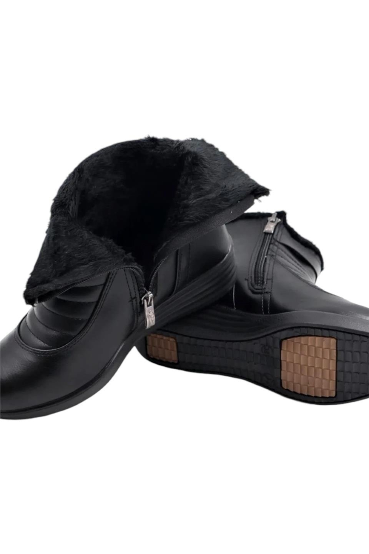 Kadın Fermuarlı Kürklü Soğuk Geçirmez Hafif Kaydırmaz Taban Bot (36-42 Numara) SİYAH - Görsel 9