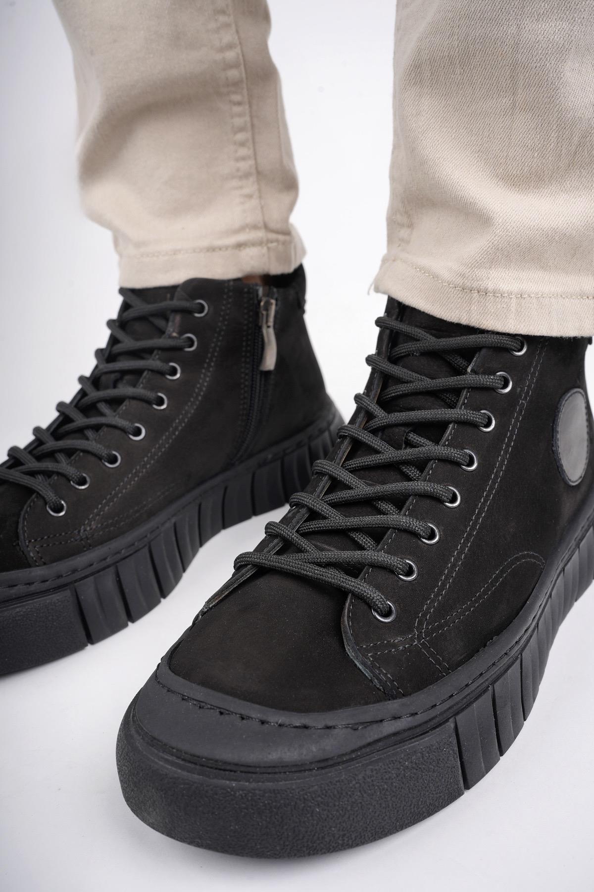 KAPOOR Garantili Bağcıklı Fermuarlı Hakiki Deri Kaymaz Taban Erkek Casual Bot - Görsel 6