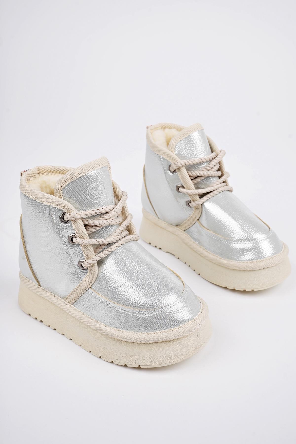 PUFFY Garantili Kalın Taban İçi Tüylü Bağcıklı Günlük Mini Yarım Çocuk Bot - Görsel 2