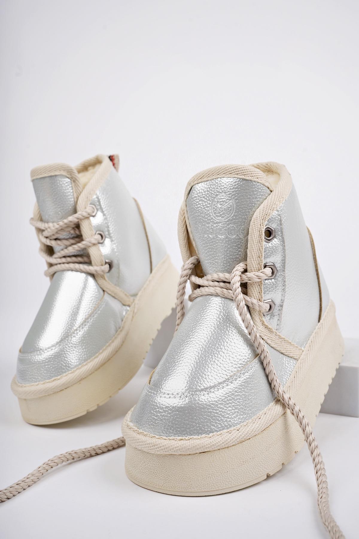 PUFFY Garantili Kalın Taban İçi Tüylü Bağcıklı Günlük Mini Yarım Çocuk Bot - Görsel 3