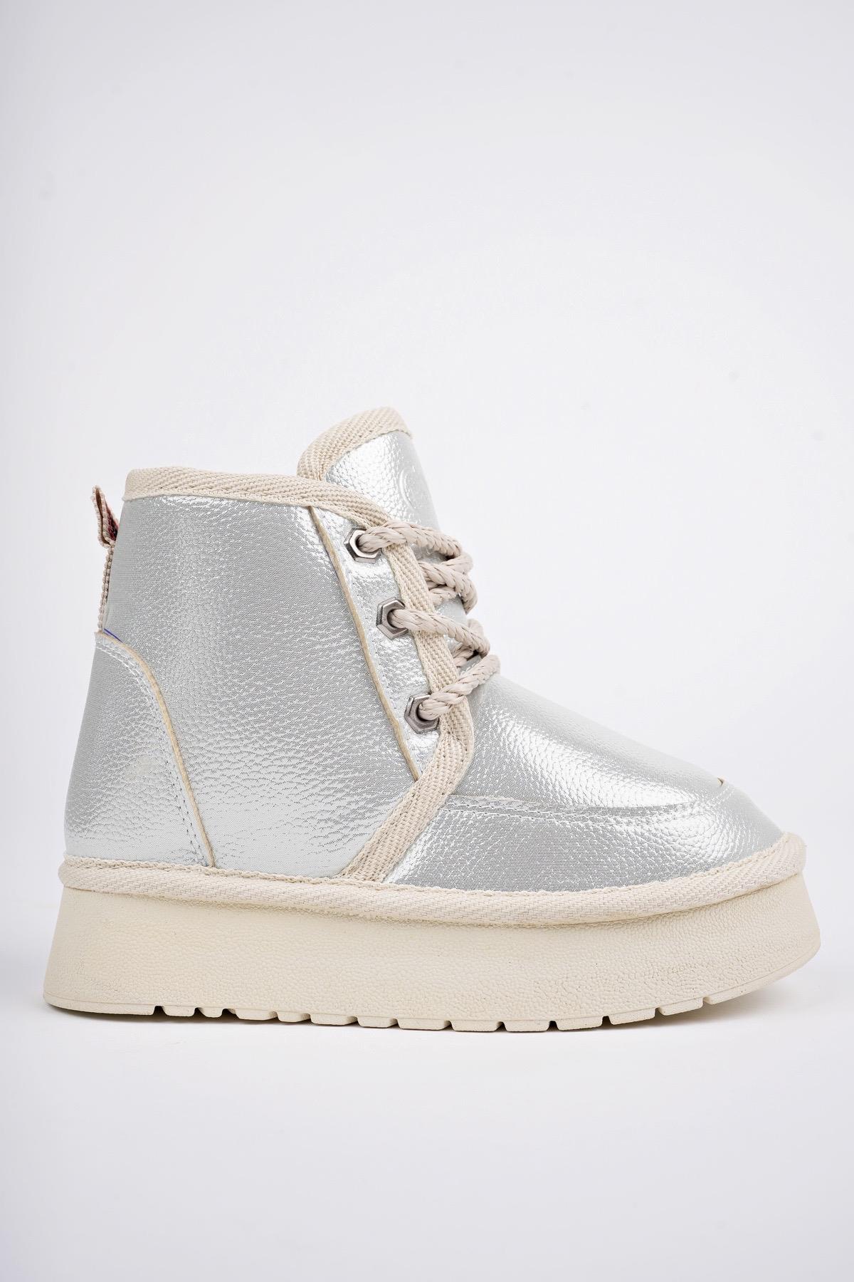 PUFFY Garantili Kalın Taban İçi Tüylü Bağcıklı Günlük Mini Yarım Çocuk Bot - Görsel 6