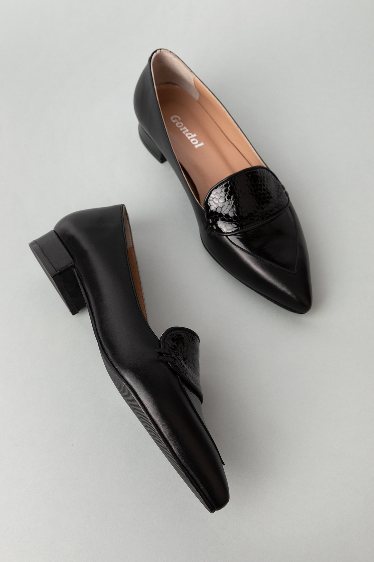 Gondol Hakiki Deri Sivri Burunlu Kısa Topuklu Ayakkabı ast.8425 - Görsel 4