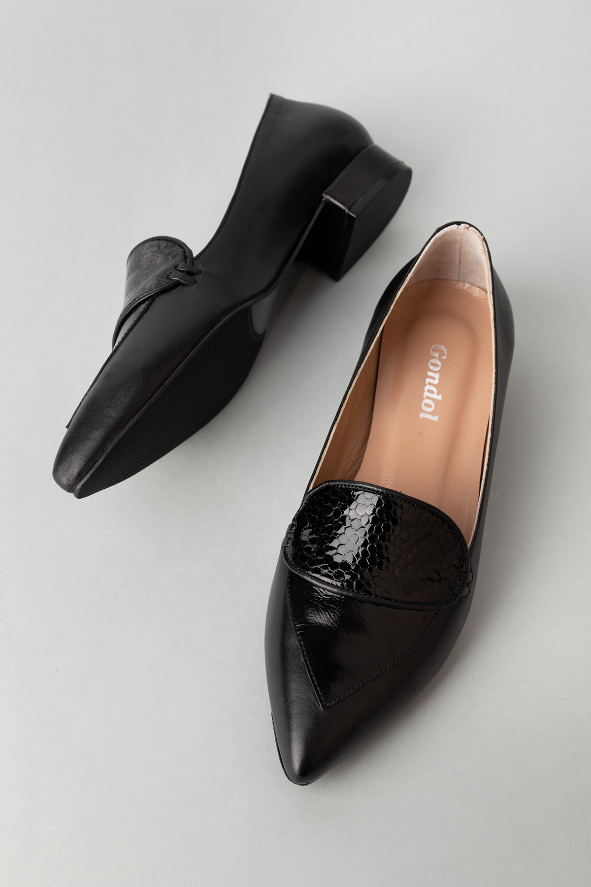 Gondol Hakiki Deri Sivri Burunlu Kısa Topuklu Ayakkabı ast.8425 - Görsel 7