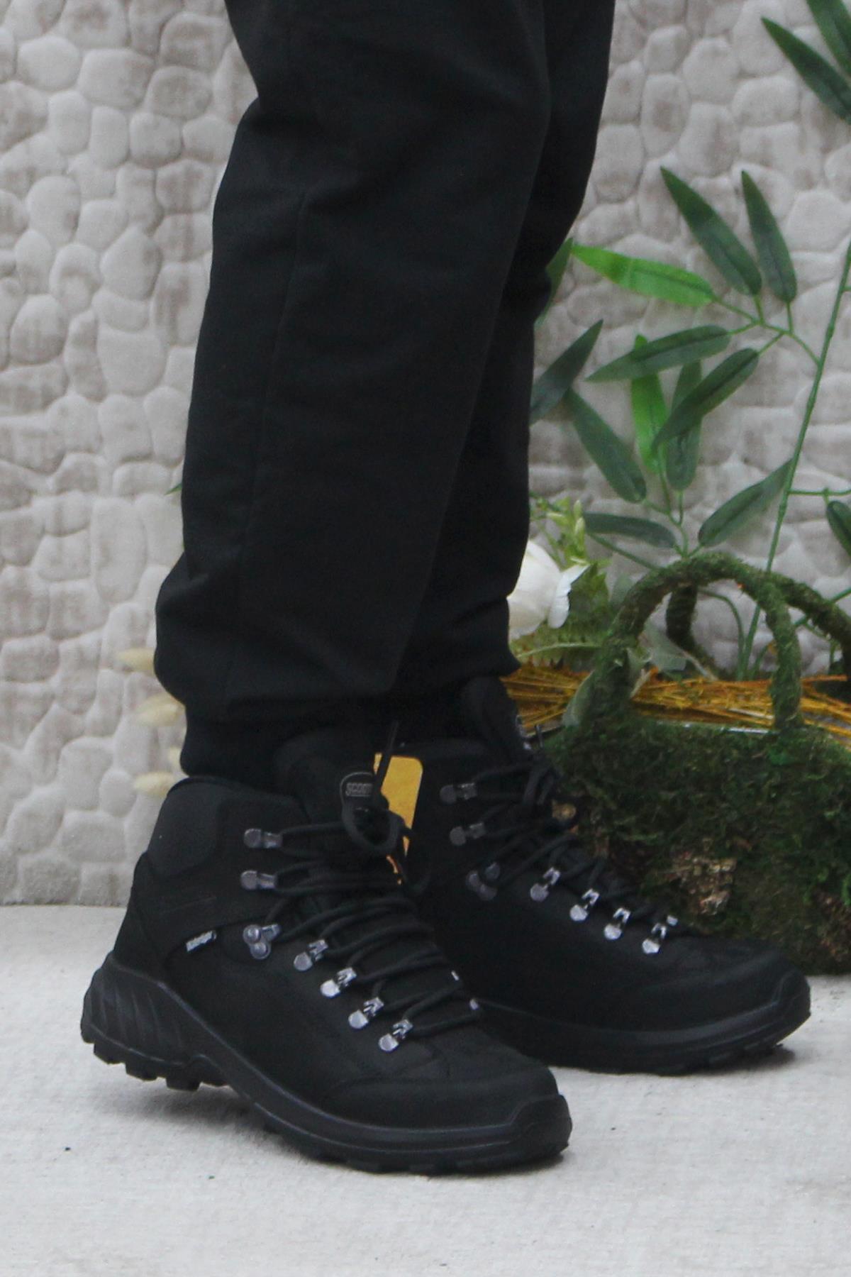 M4107 Siyah Anatomik Orijinal Ürün Hakiki Deri Su Geçirmez Erkek Bot - Görsel 2