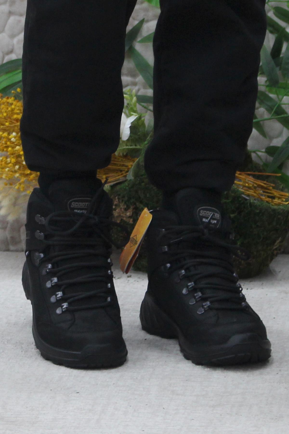 M4107 Siyah Anatomik Orijinal Ürün Hakiki Deri Su Geçirmez Erkek Bot - Görsel 3