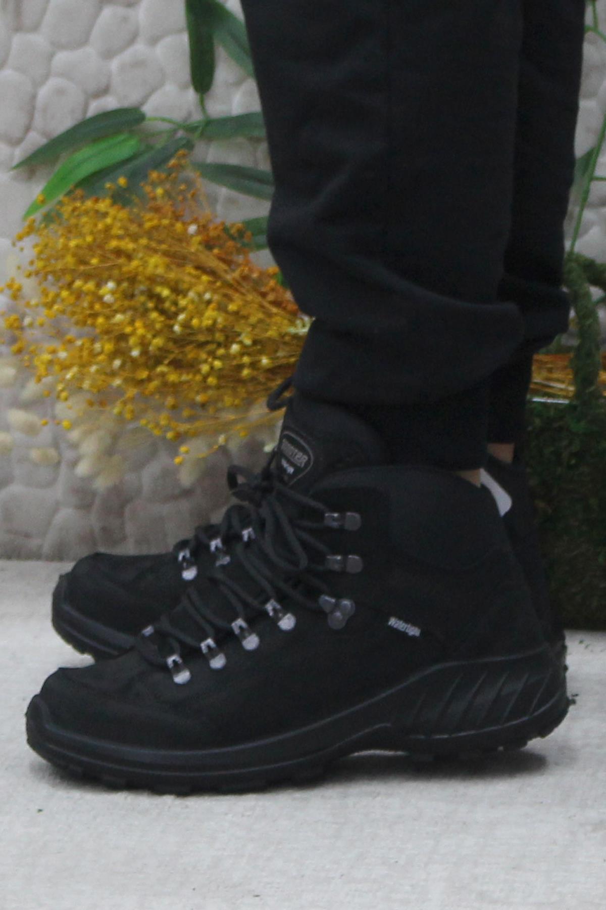 M4107 Siyah Anatomik Orijinal Ürün Hakiki Deri Su Geçirmez Erkek Bot - Görsel 4