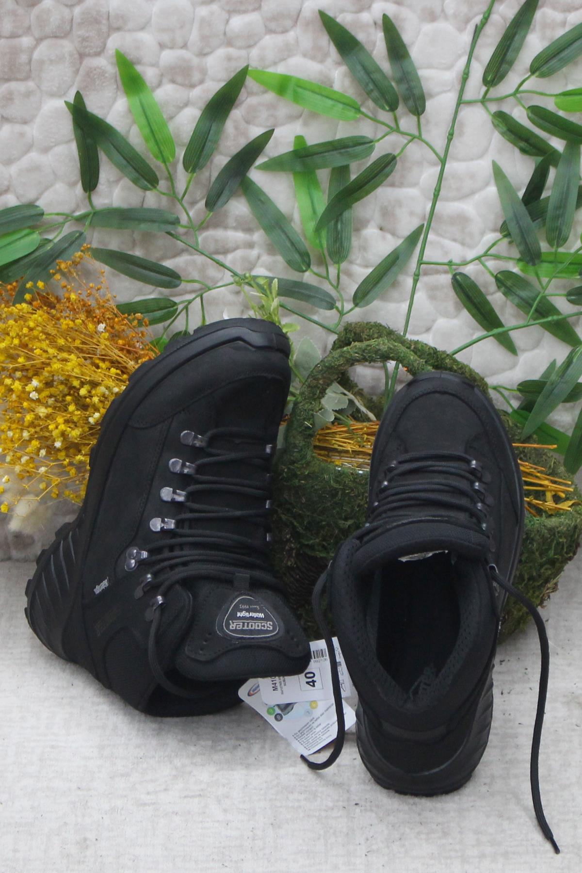 M4107 Siyah Anatomik Orijinal Ürün Hakiki Deri Su Geçirmez Erkek Bot - Görsel 6