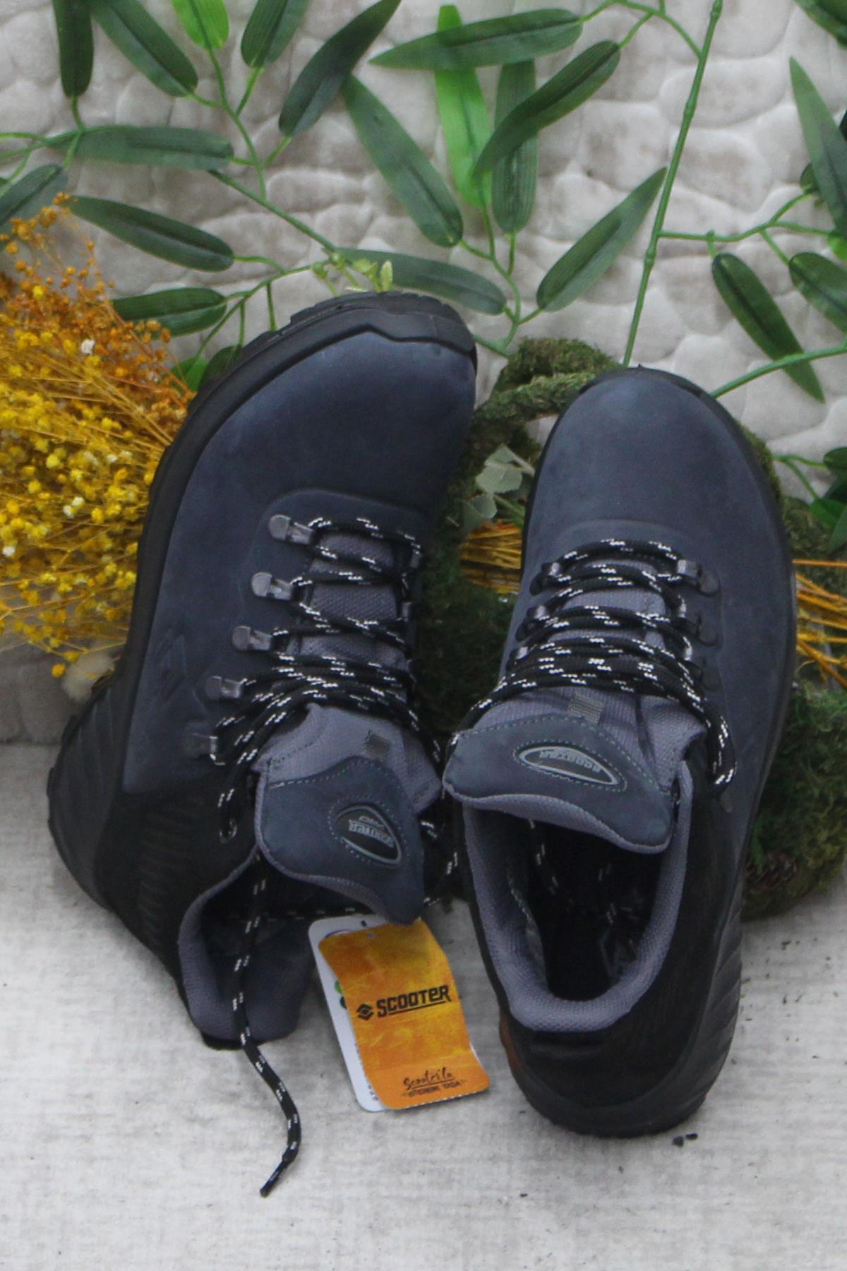 M4100 Gri Asfalt Anatomik Orijinal Ürün Hakiki Deri Su Geçirmez Erkek Bot - Görsel 6