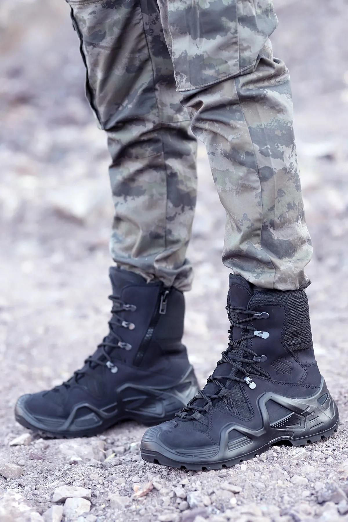 P1491 Hakiki Deri Fermuarlı Avcı Botu Askeri Postal Erkek Bot - Görsel 3