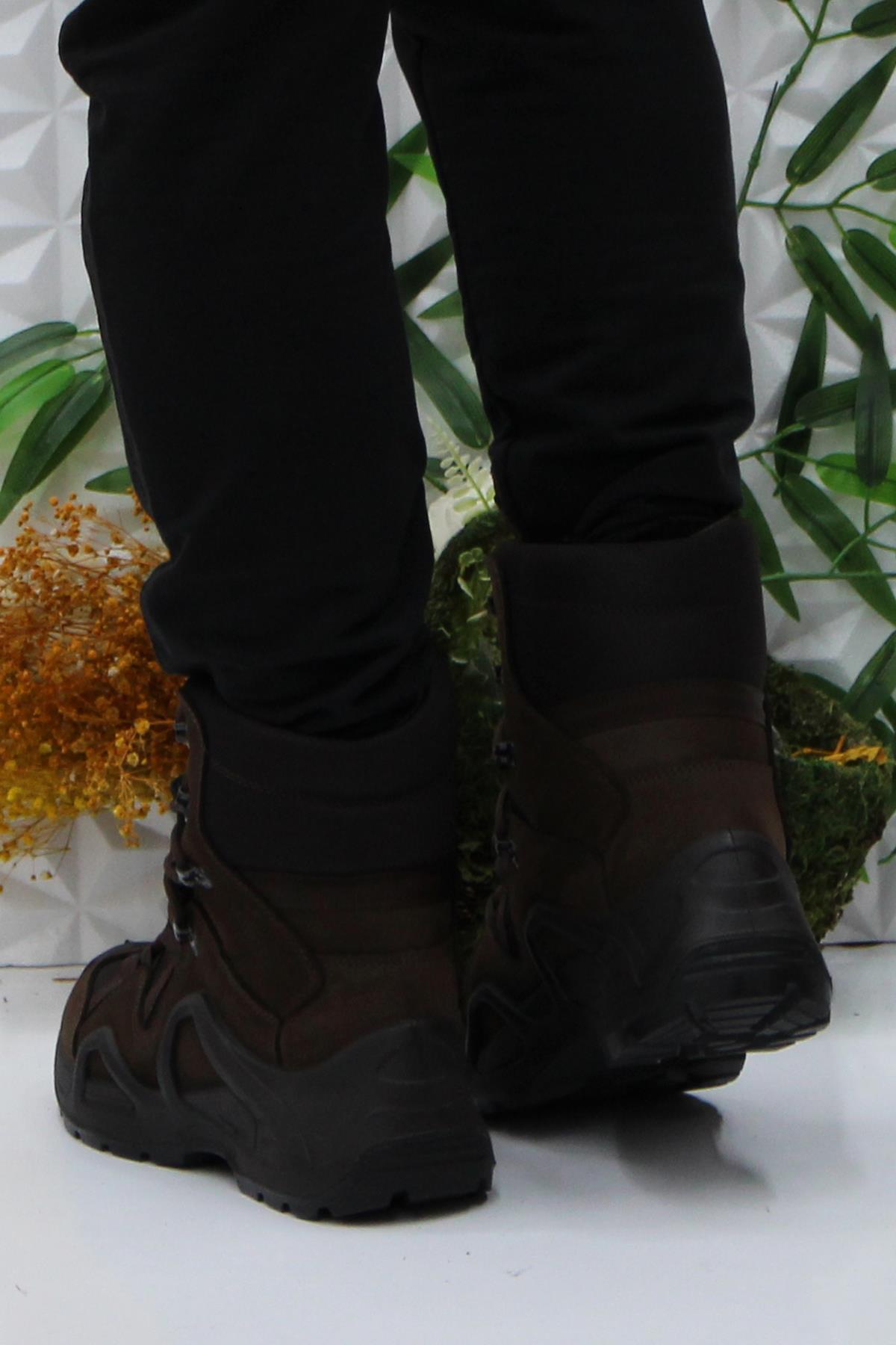 P1490 Kahve Hakiki Deri Avcı Botu Askeri Postal Su Geçirmez Erkek Bot - Görsel 4