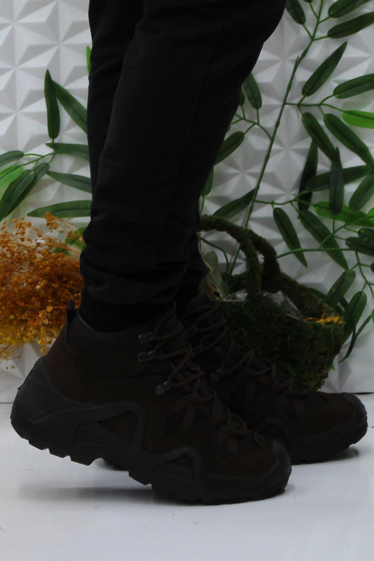 P1492 Kahve Hakiki Deri Avcı Botu Askeri Postal Su Geçirmez Erkek Bot - Görsel 2