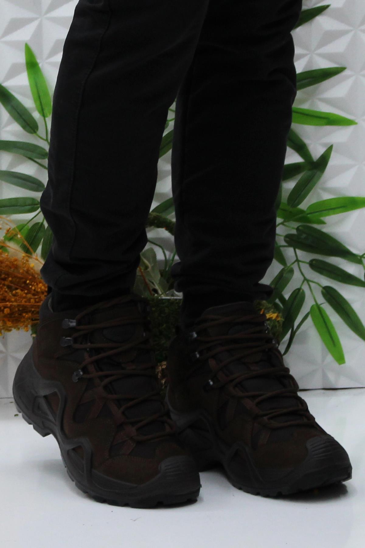 P1492 Kahve Hakiki Deri Avcı Botu Askeri Postal Su Geçirmez Erkek Bot - Görsel 3