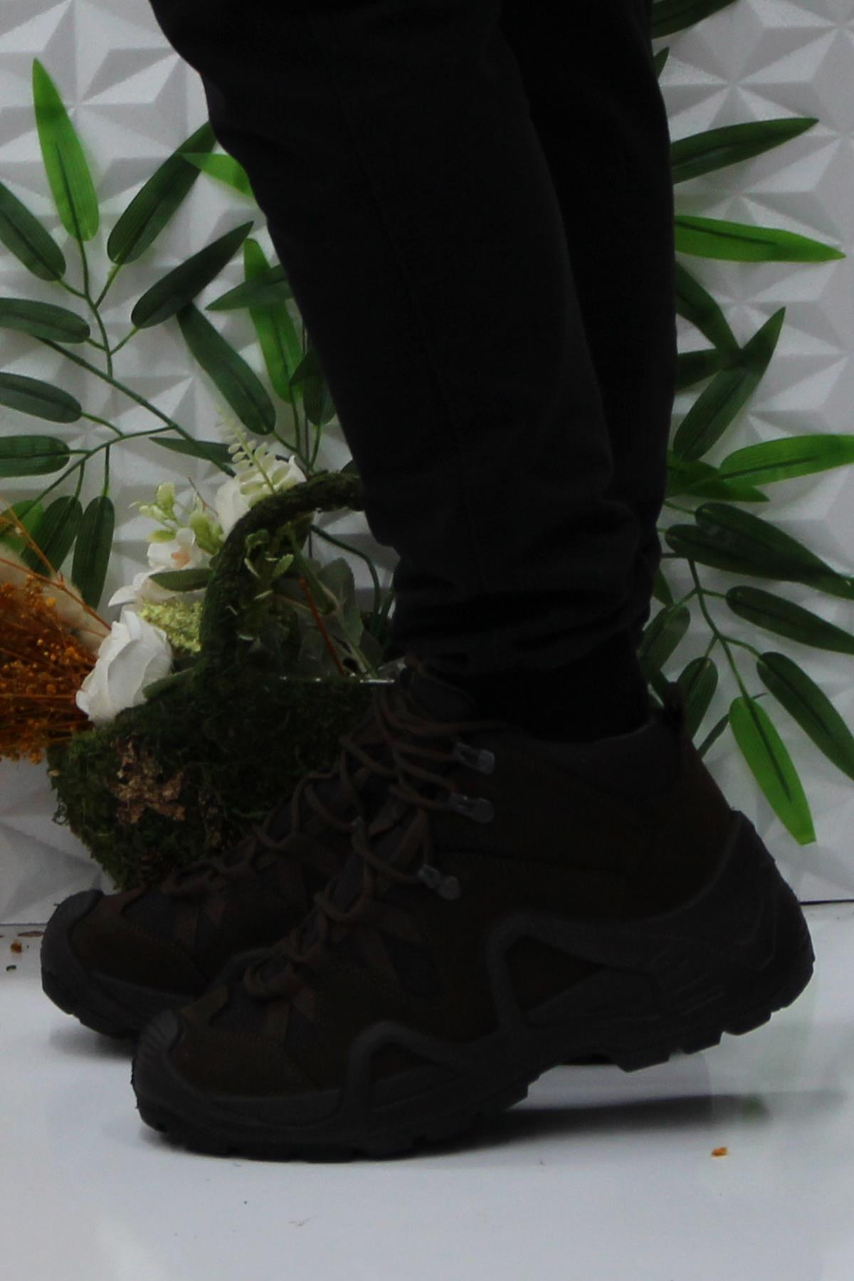 P1492 Kahve Hakiki Deri Avcı Botu Askeri Postal Su Geçirmez Erkek Bot - Görsel 4