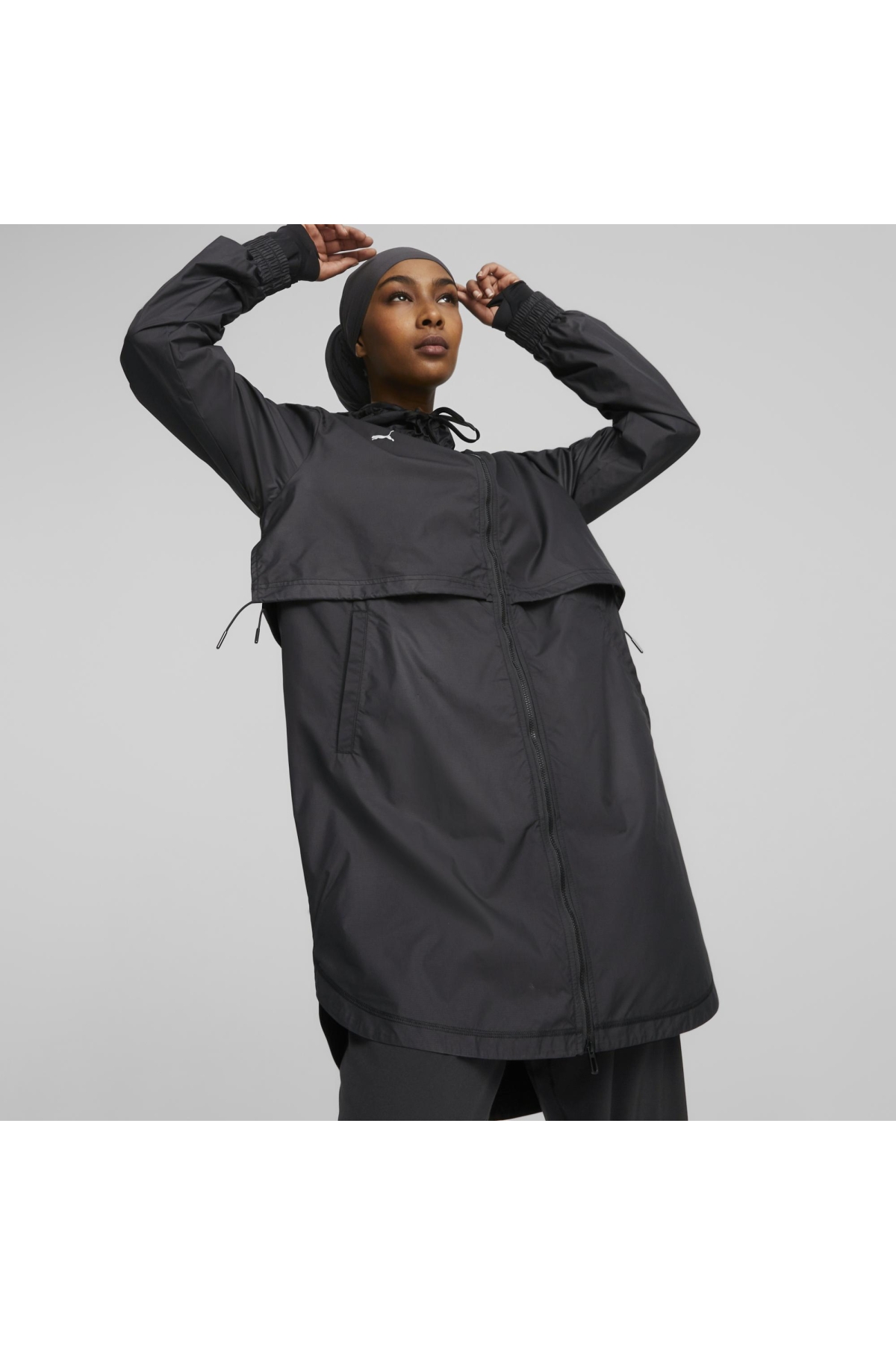 521791-01 Modest Activewear Rain Jkt Uzun Kadın Mont Yağmurluk