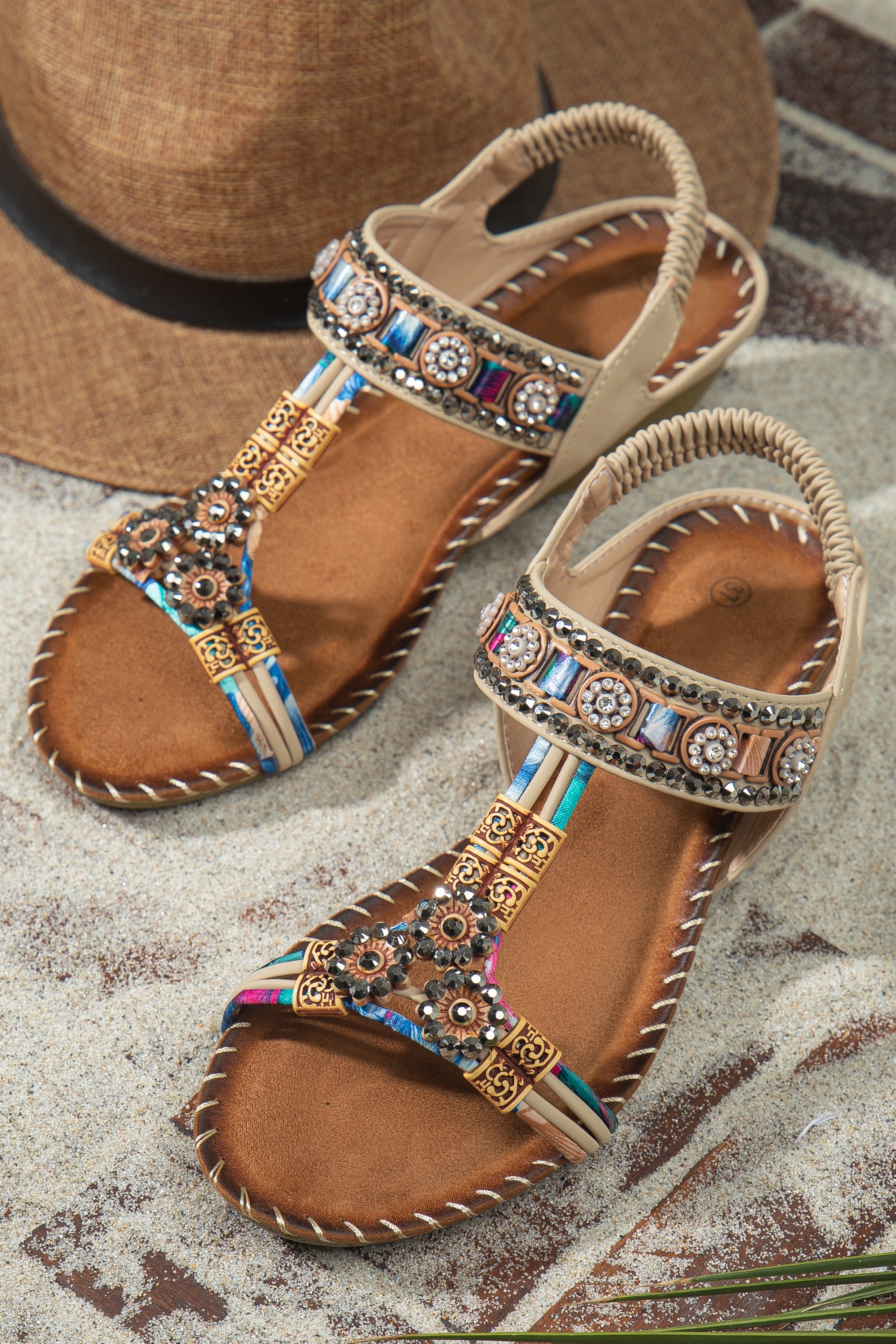 Caroline Anatomik Ortopedik Taşlı Günlük Kadın Sandalet - Görsel 4