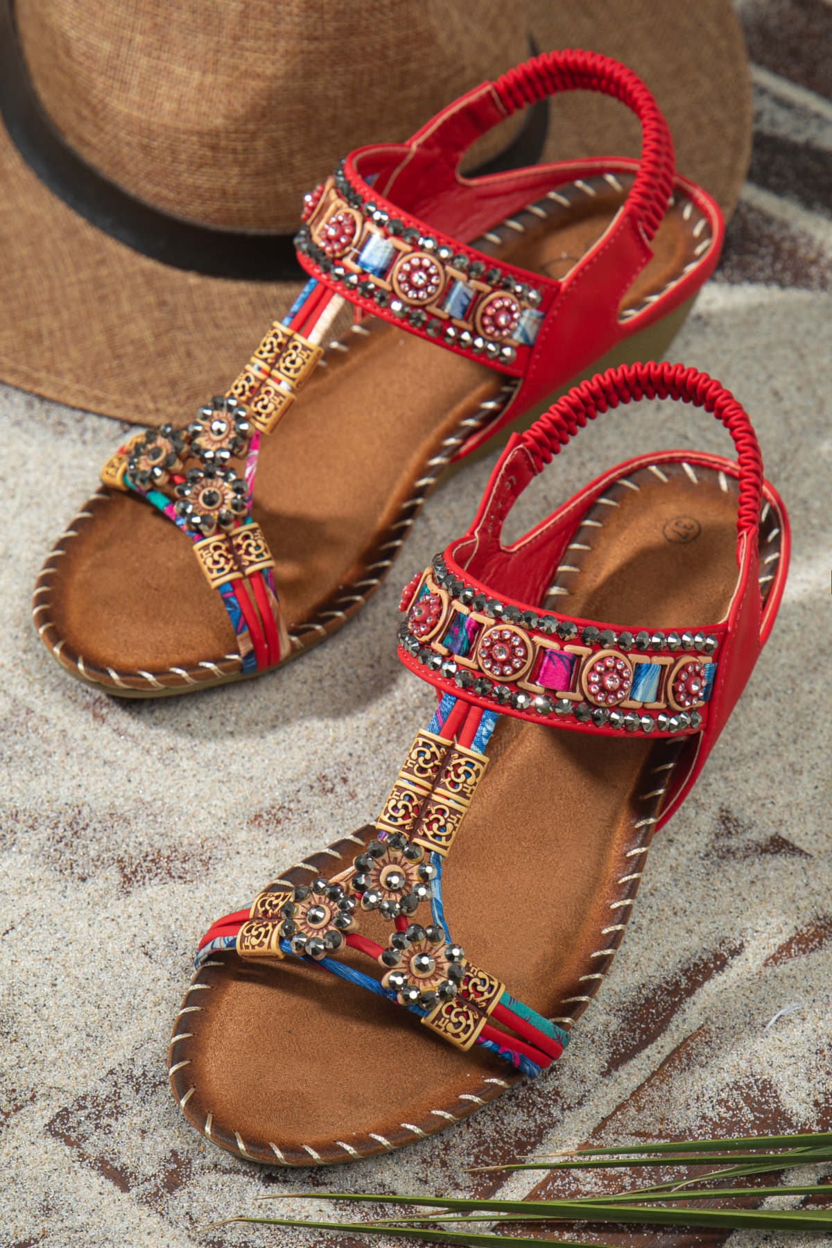 Caroline Anatomik Ortopedik Taşlı Günlük Kadın Sandalet - Görsel 4