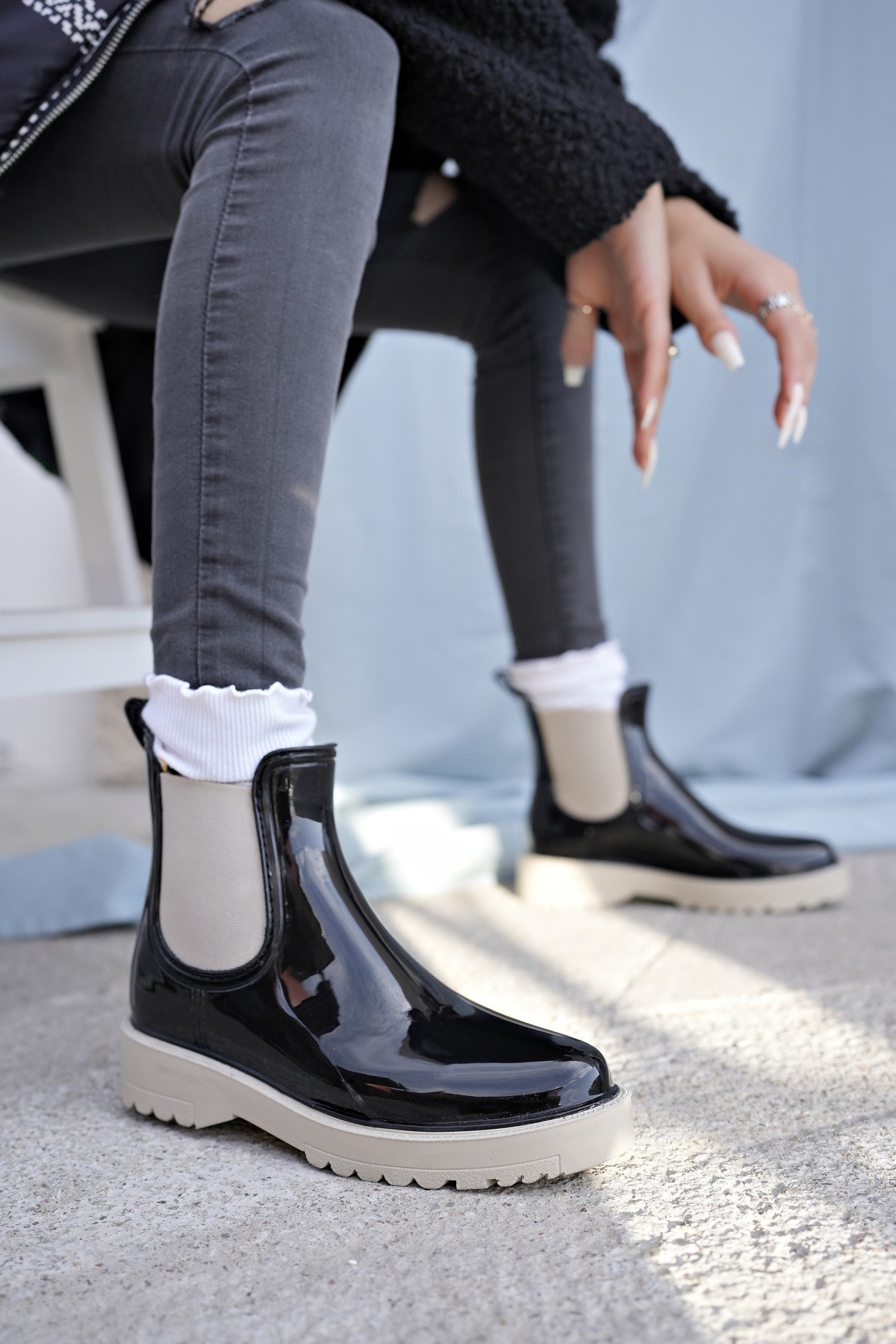 Drizzle Vigor Su Geçirmez Lastikli Kaydırmaz Hafif Taban Kadın Yağmur Botu - Görsel 6