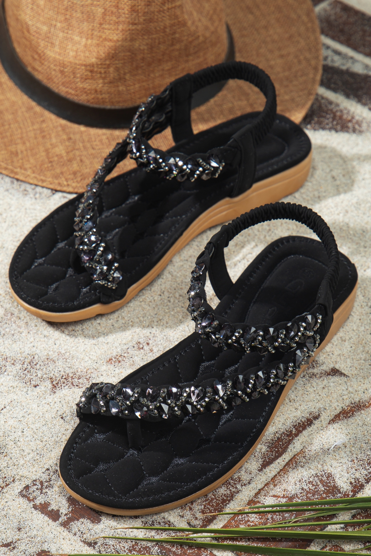 Beauty Anatomik Parmak Arası Taşlı Günlük Kadın Sandalet - Görsel 2