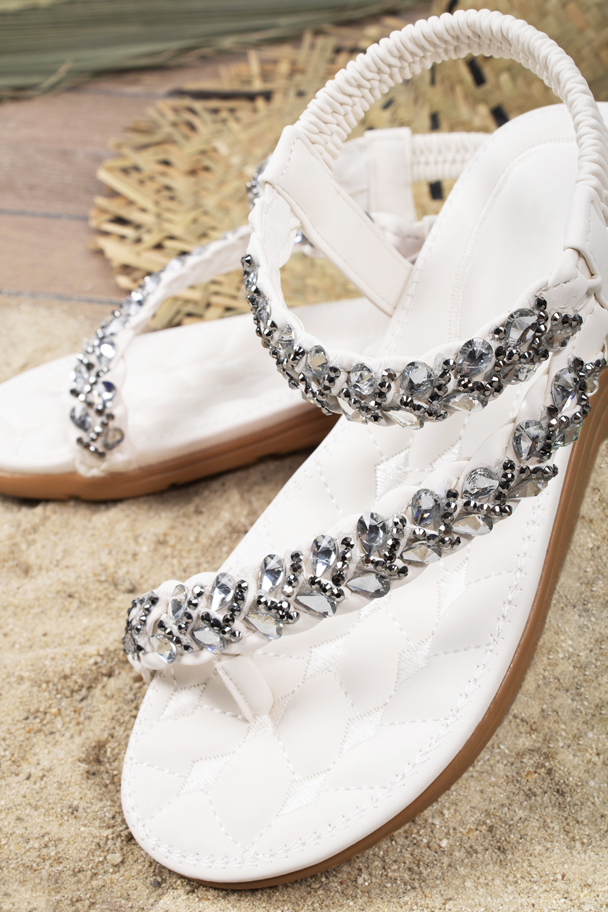 Beauty Anatomik Parmak Arası Taşlı Günlük Kadın Sandalet - Görsel 3