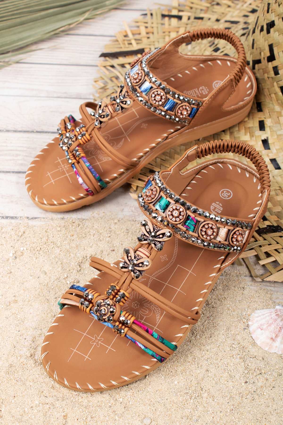 Marina Anatomik Fashion Taşlı Günlük Kadın Sandalet - Görsel 2