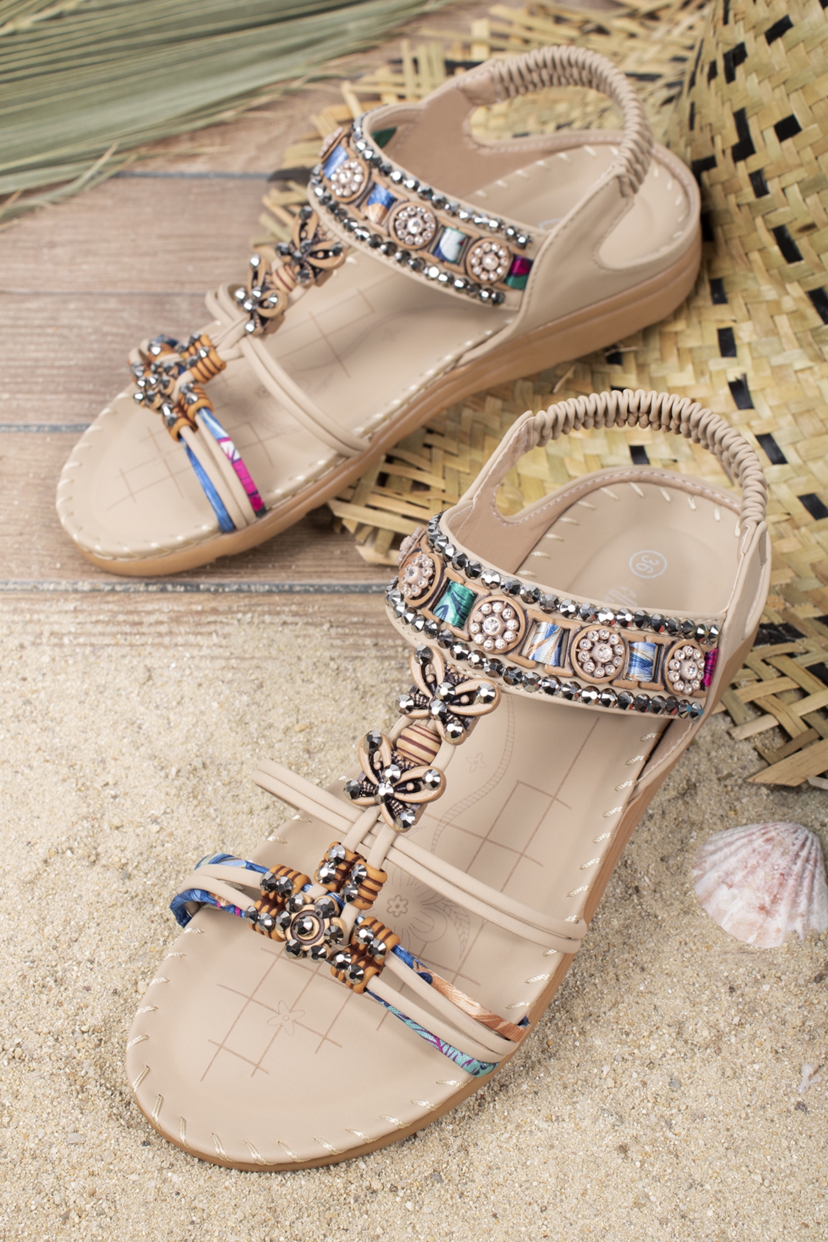 Marina Anatomik Fashion Taşlı Günlük Kadın Sandalet - Görsel 2