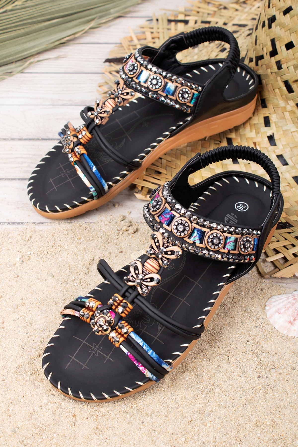 Marina Anatomik Fashion Taşlı Günlük Kadın Sandalet - Görsel 2