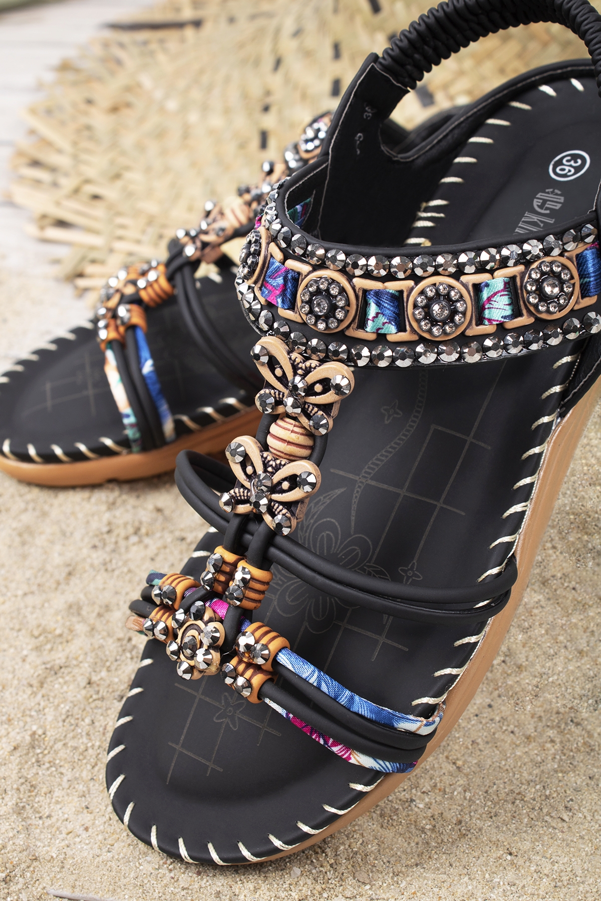 Marina Anatomik Fashion Taşlı Günlük Kadın Sandalet - Görsel 3