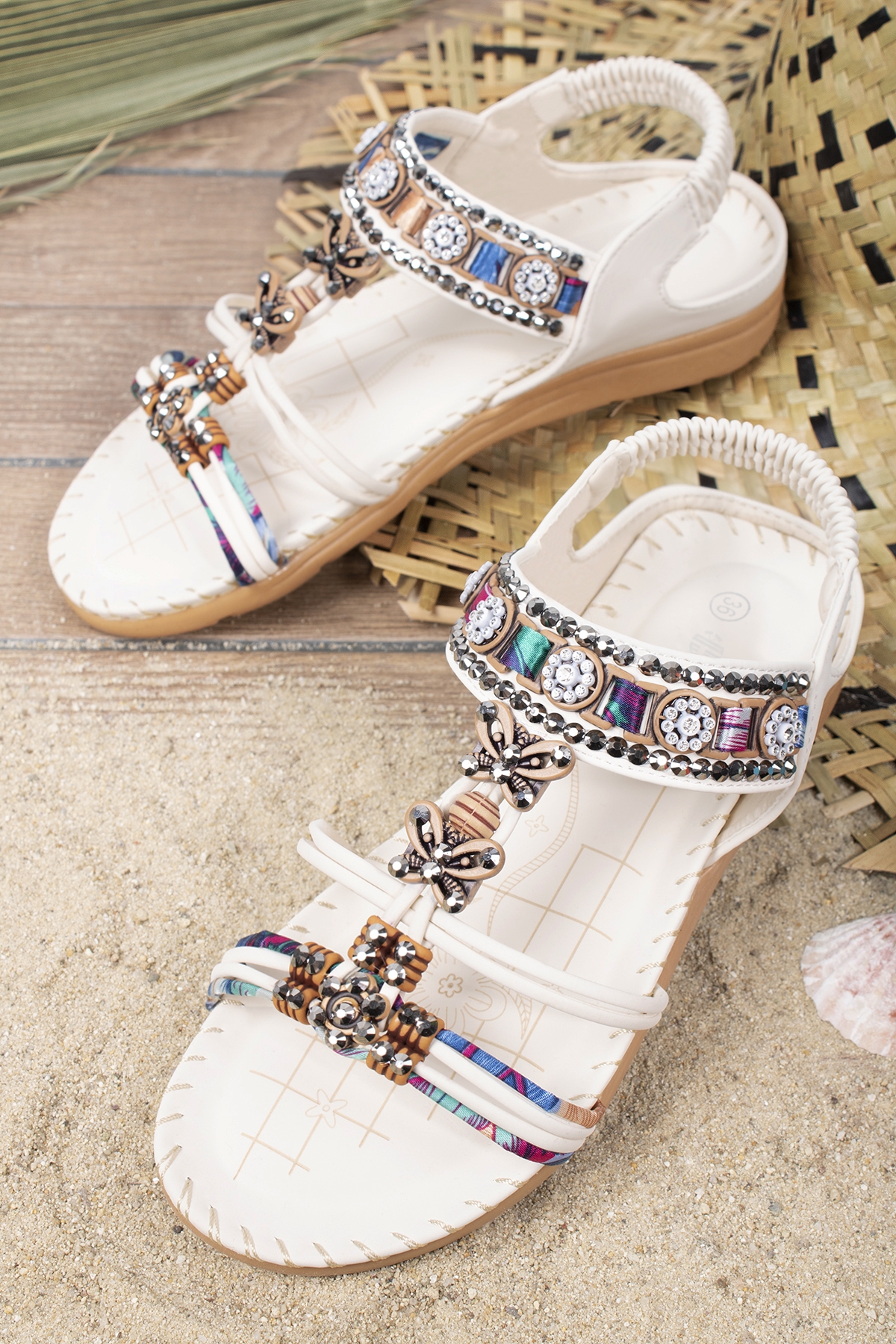 Marina Anatomik Fashion Taşlı Günlük Kadın Sandalet - Görsel 2