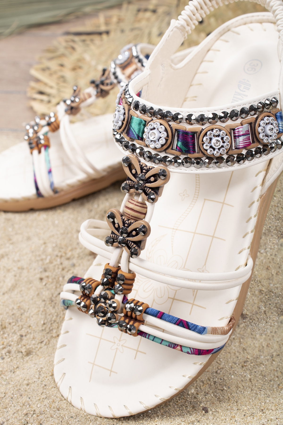 Marina Anatomik Fashion Taşlı Günlük Kadın Sandalet - Görsel 3