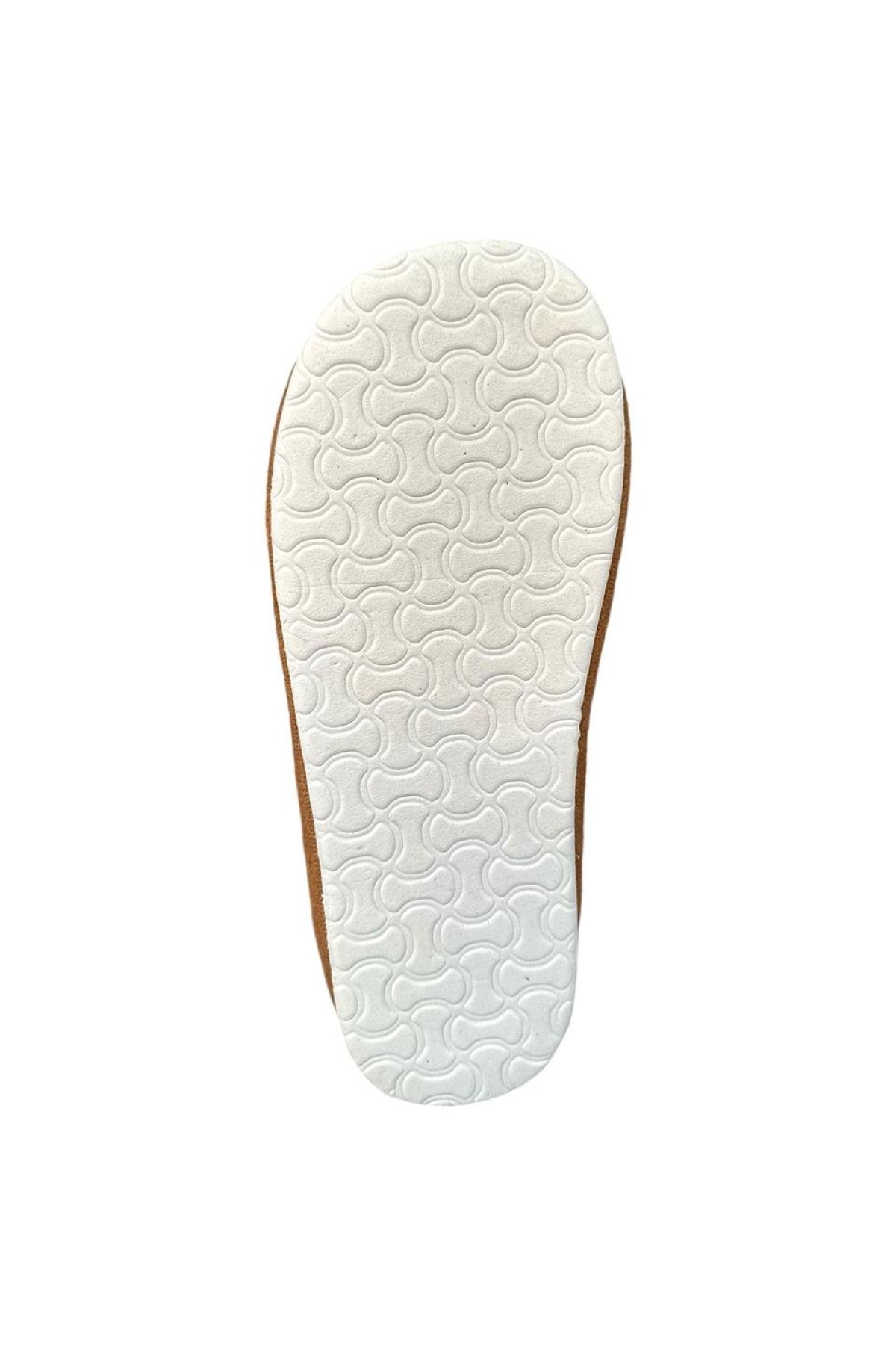 Ultra Hafif Palmiye Desenli Yünlü Ev Ayakkabısı Kadın Panduf TABA - Görsel 6