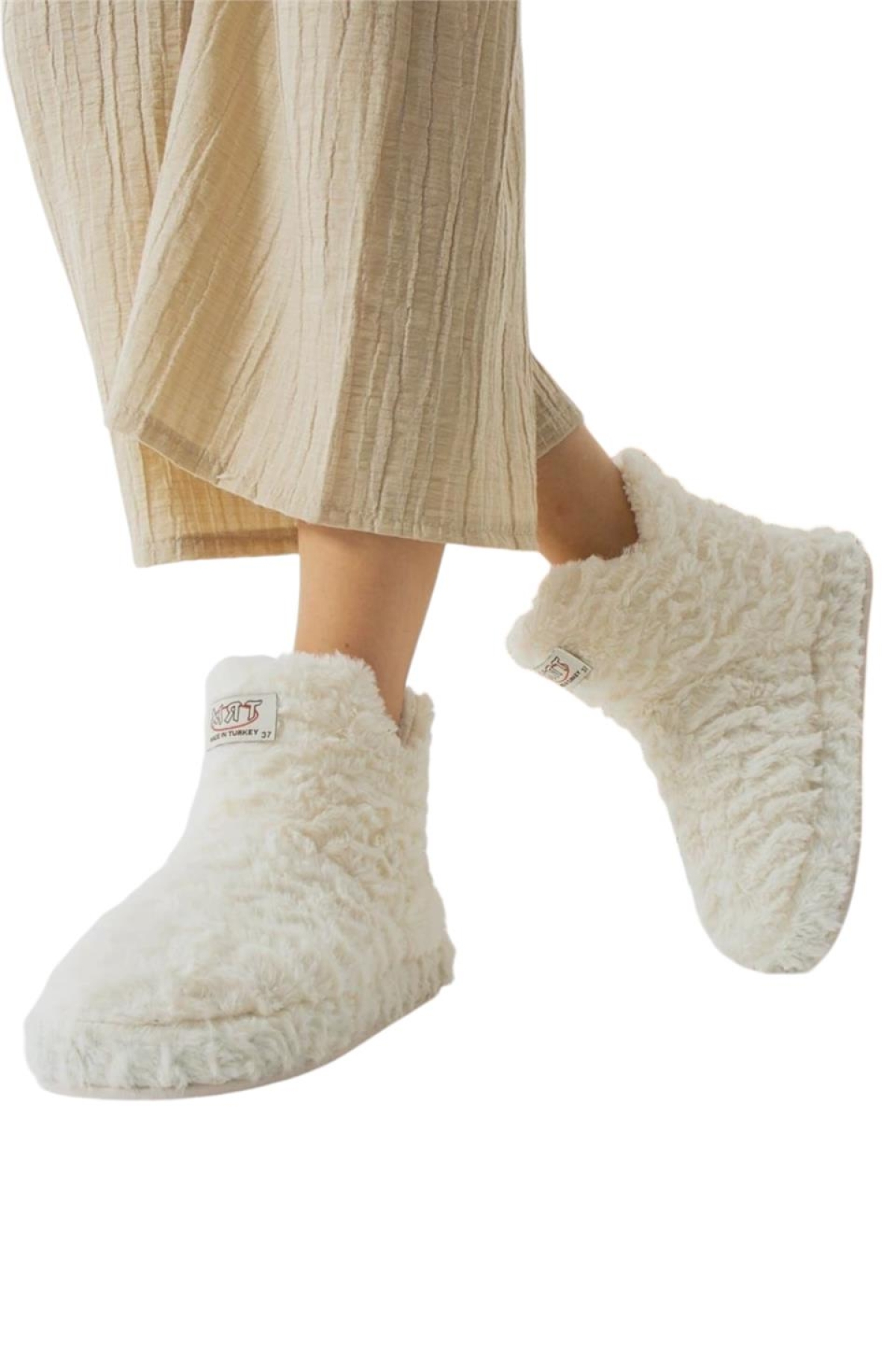 Kadın Panduf Kaydırmaz Taban Ev Botu Kalın Hafif Taban BEYAZ - Görsel 2