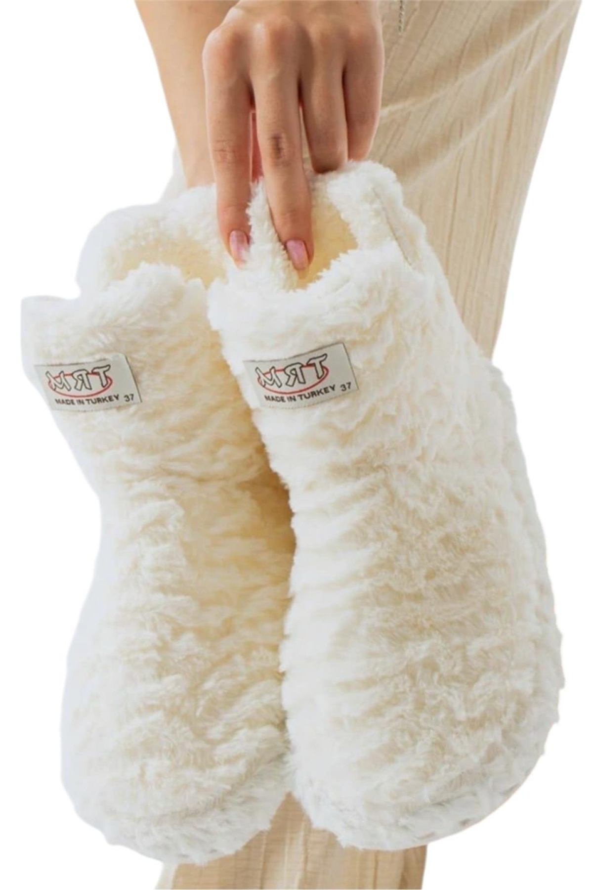 Kadın Panduf Kaydırmaz Taban Ev Botu Kalın Hafif Taban BEYAZ - Görsel 4