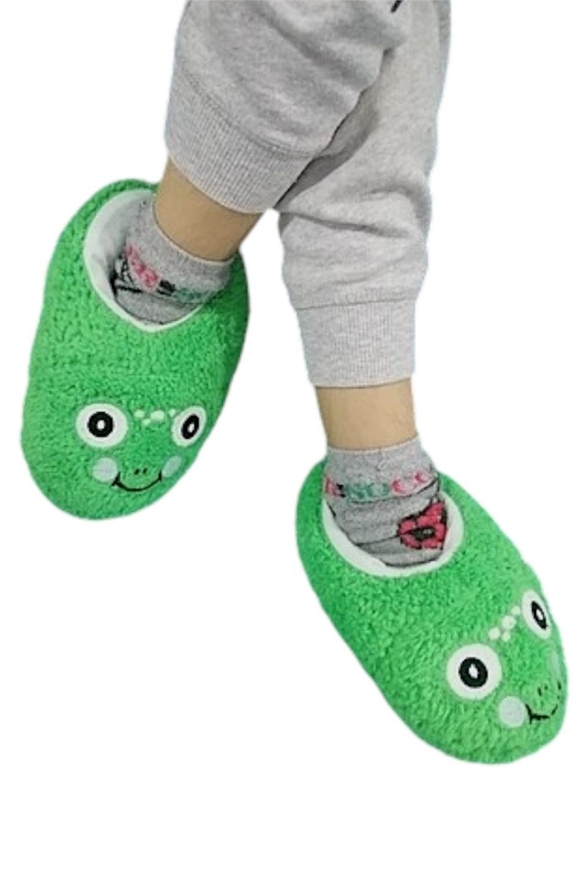 Şirin Çocuk Panduf Ev Pandufu Ev Ayakkabısı Ev Botu Kreş Okul Ayakkabısı YEŞİL - Görsel 2
