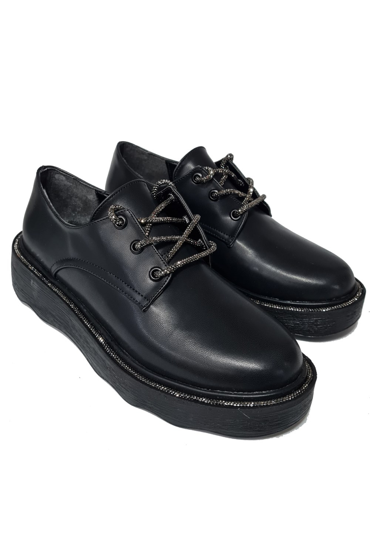 Bağlı Kalın Taban Taşlı Loafer Ayakkabı 702160-z - Görsel 4