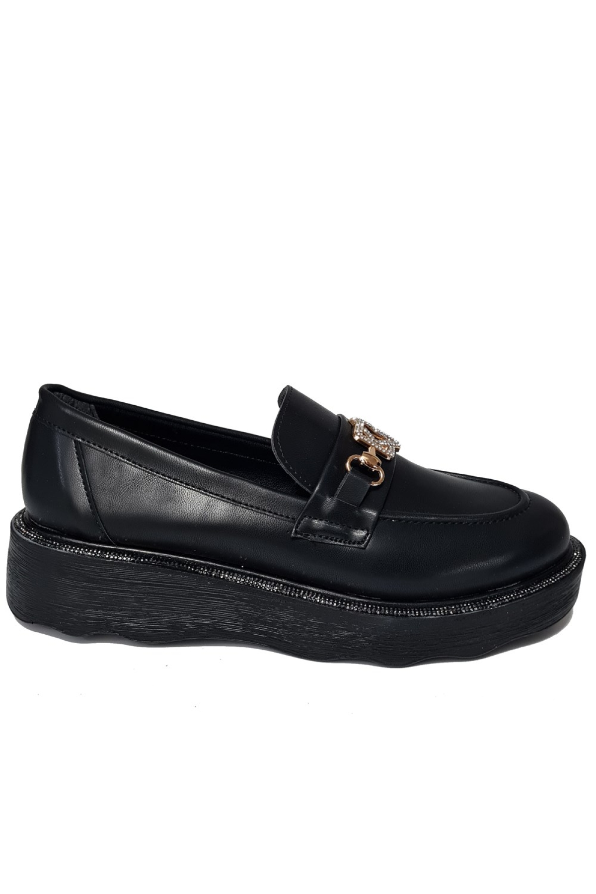 Kalın Taşlı Taban Taş Aksesuarlı Kadın Loafer Ayakkabı 8552604-z - Görsel 3