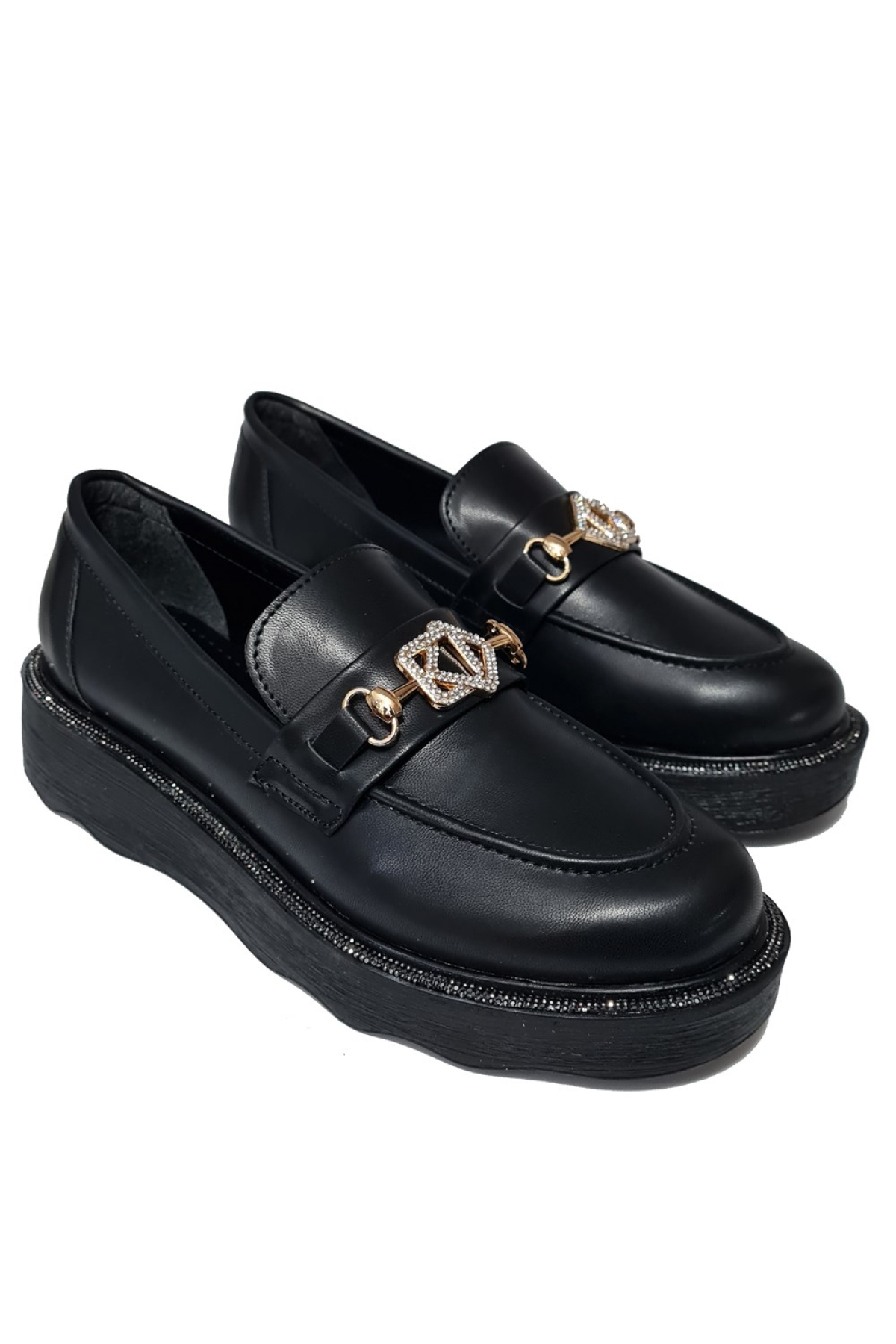 Kalın Taşlı Taban Taş Aksesuarlı Kadın Loafer Ayakkabı 8552604-z - Görsel 4