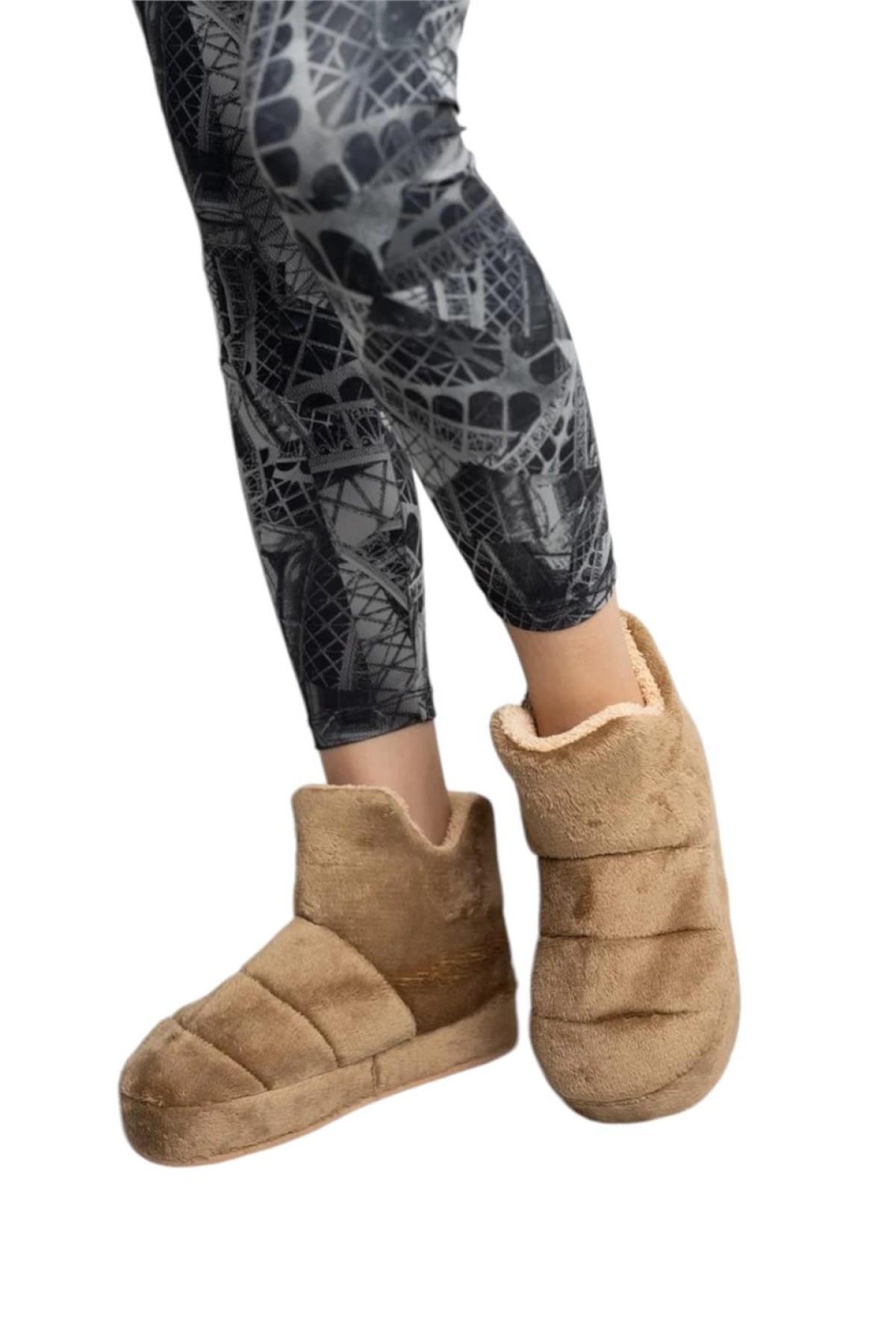 Kadın Panduf Ev Ayakkabısı Ev Botu Kalın Hafif Taban KAHVERENGİ - Görsel 2