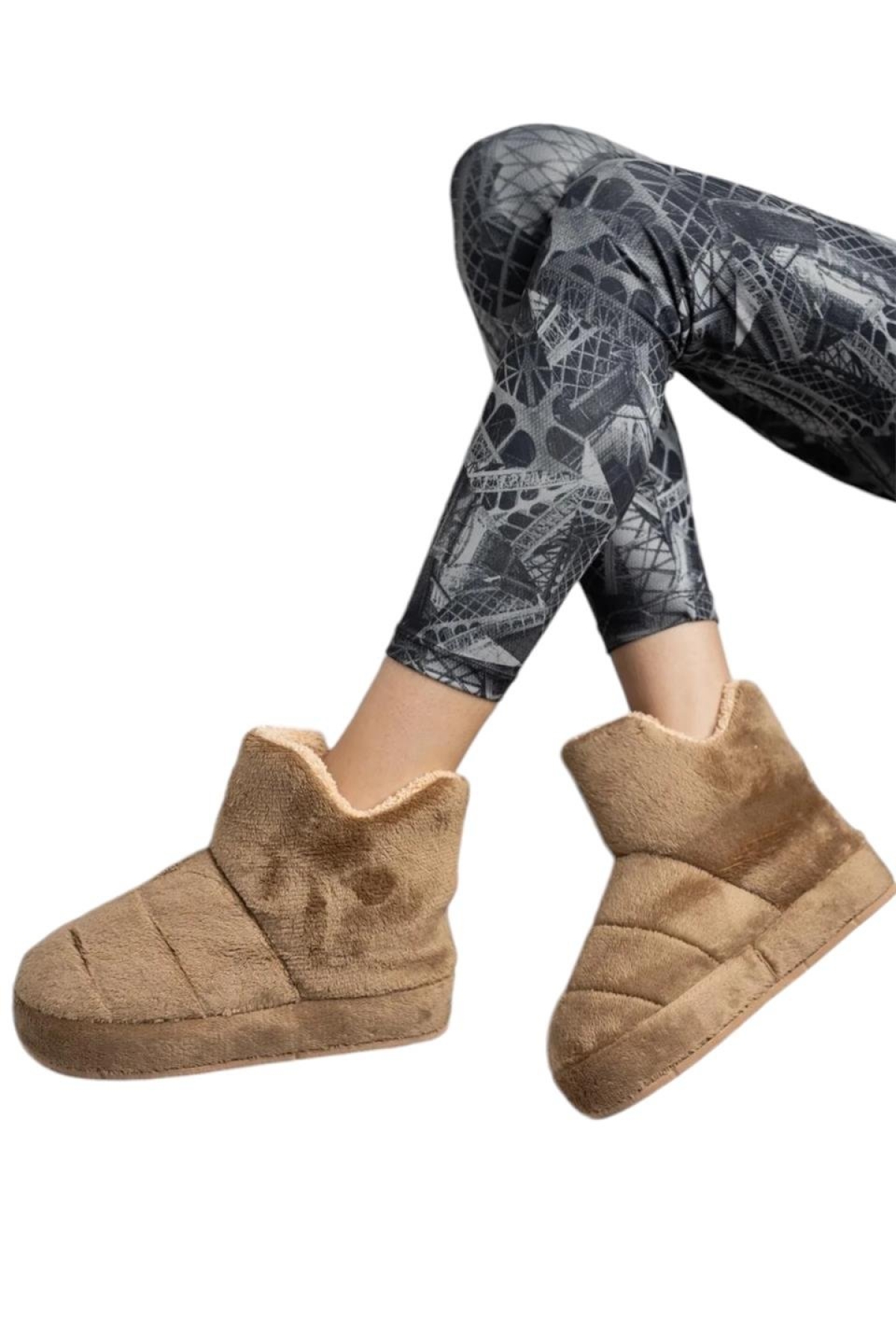 Kadın Panduf Ev Ayakkabısı Ev Botu Kalın Hafif Taban KAHVERENGİ - Görsel 4