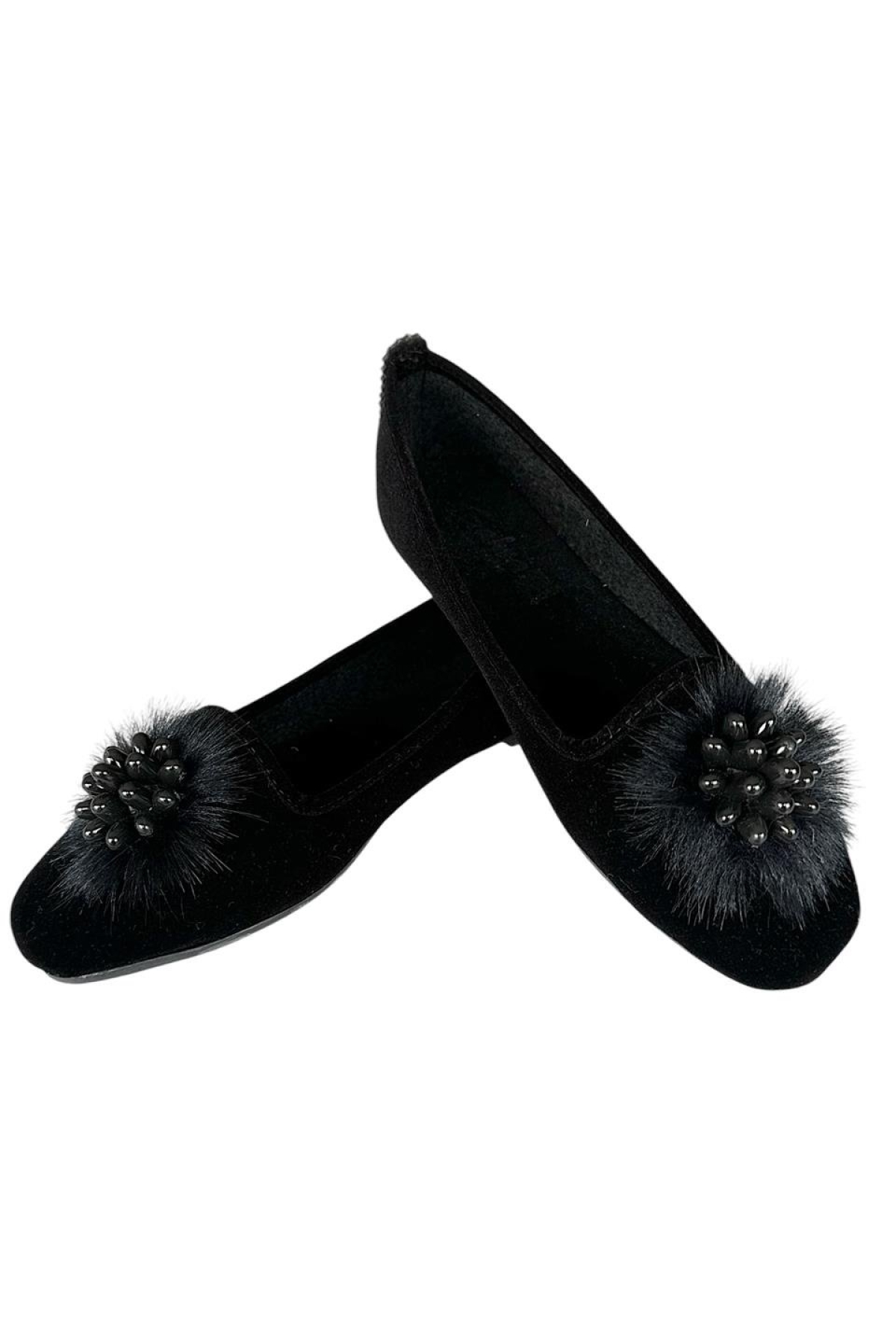 Süet Tokalı Ev Ayakkabısı Günlük Kadın Babet SİYAH - Görsel 4