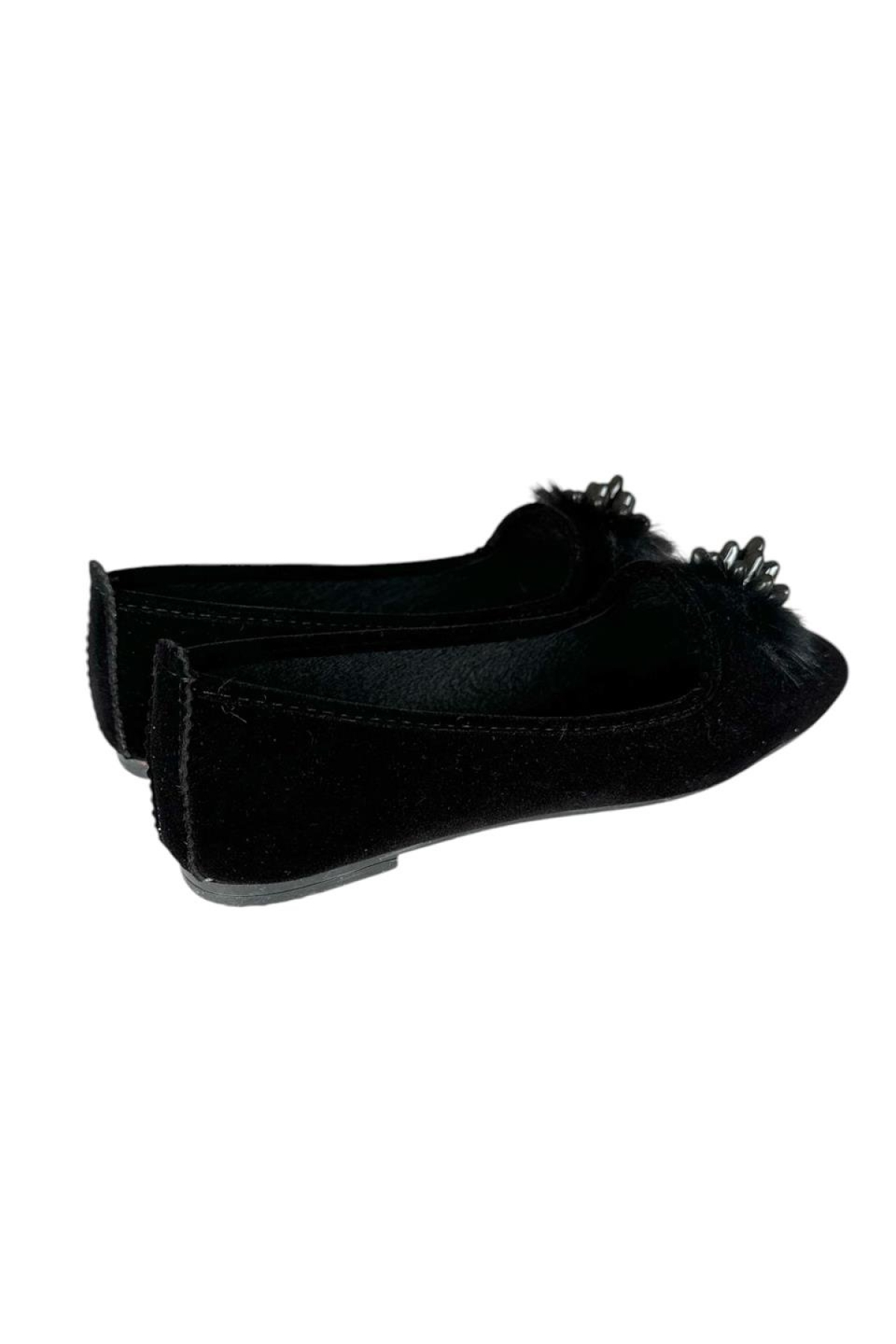 Süet Tokalı Ev Ayakkabısı Günlük Kadın Babet SİYAH - Görsel 7