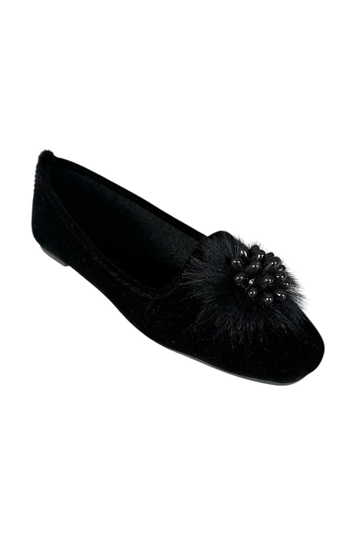Süet Tokalı Ev Ayakkabısı Günlük Kadın Babet SİYAH - Görsel 8