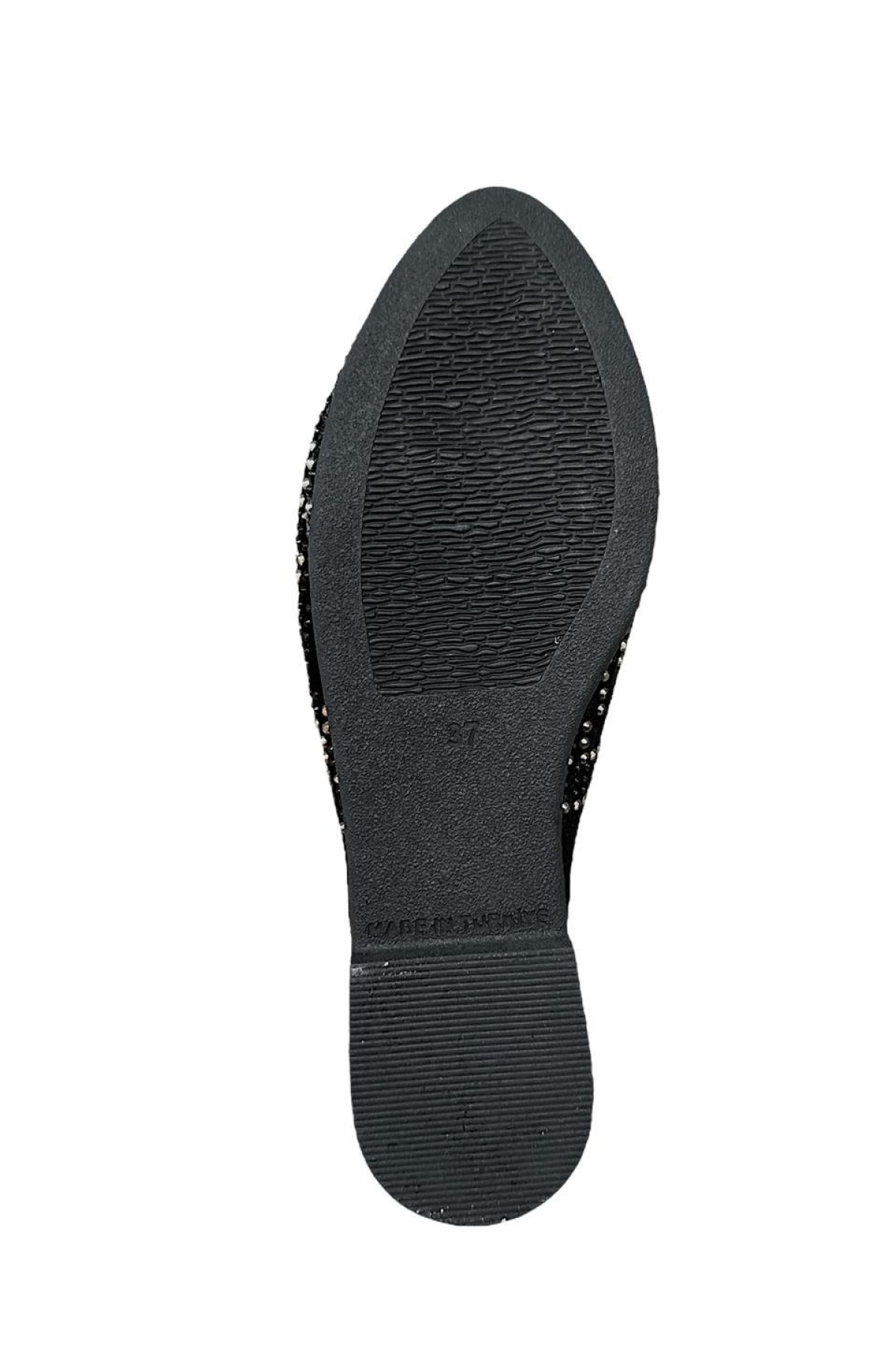 Süet Sivri Burun Taş Tasarımlı Kadın Terlik SİYAH - GÜMÜŞ - Görsel 8