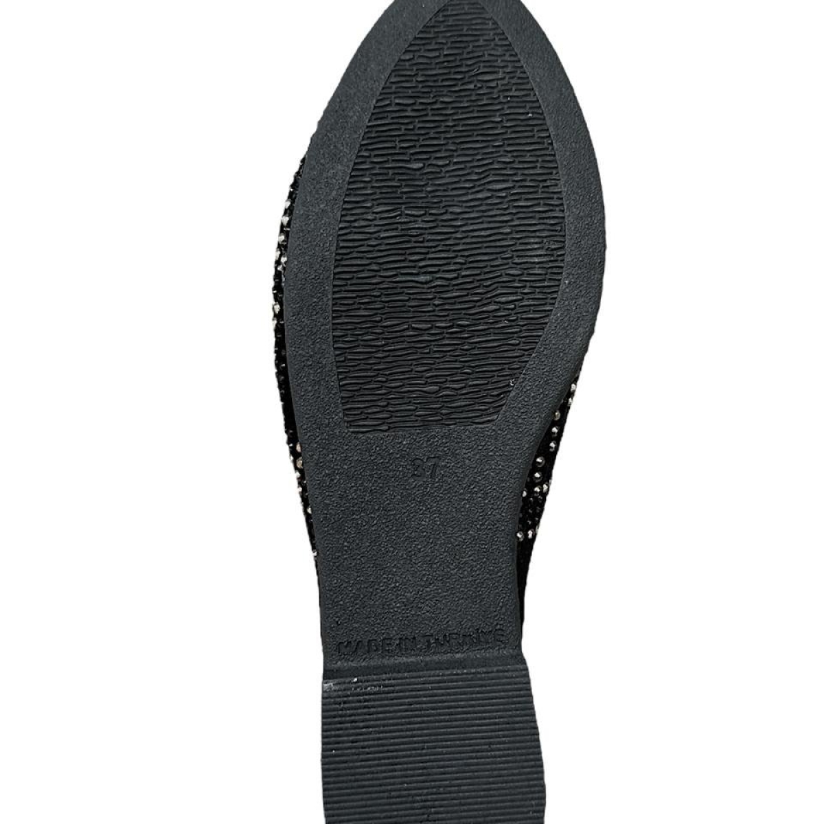 Süet Sivri Burun Taş Tasarımlı Kadın Terlik SİYAH - GÜMÜŞ - Görsel 9