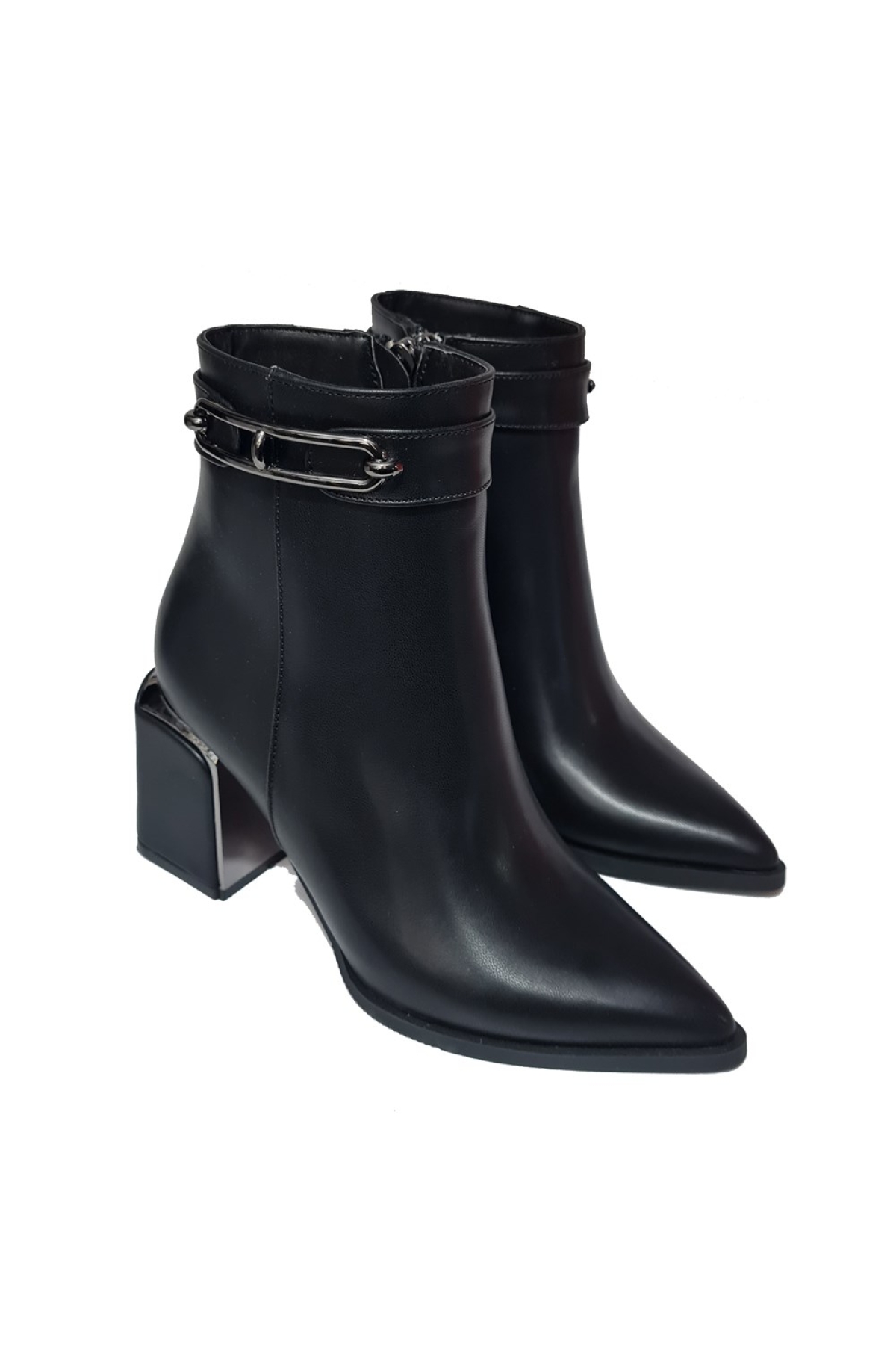 Kalın Metal Topuklu Demir Aksesuarlı Kadın Bot 573401-z - Görsel 3