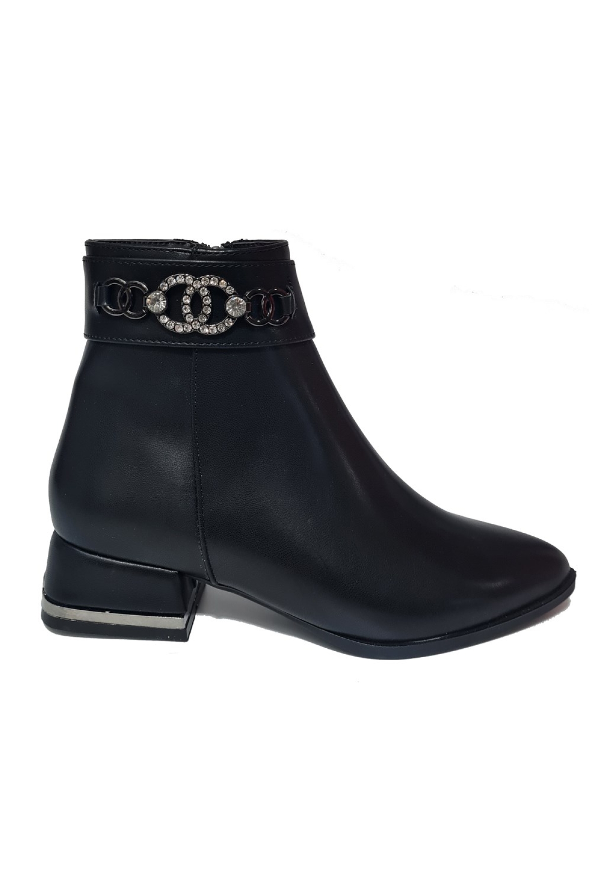 Kısa Topuklu Taşlı Aksesuarlı Kadın Bot 573301-z - Görsel 2